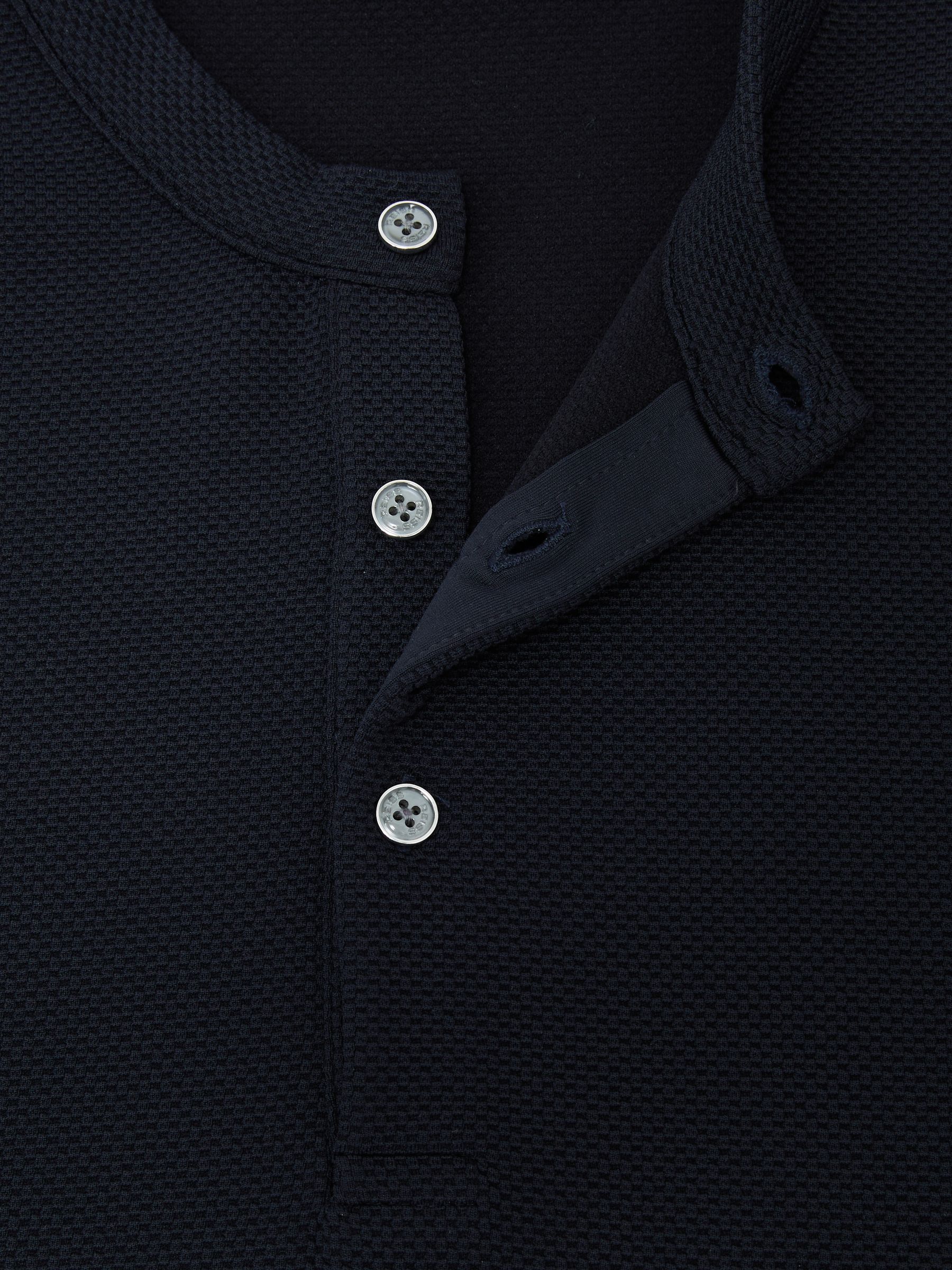 Textured Long-Sleeve Henley Shirt in Navy - image 3