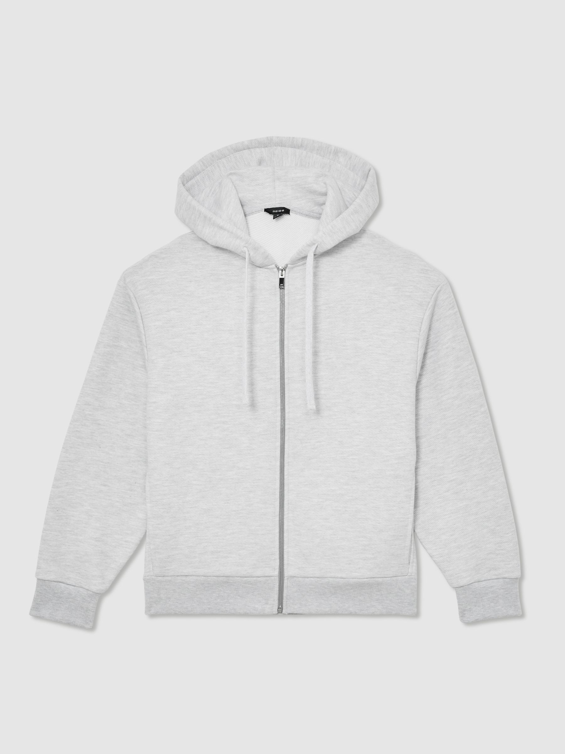 Cotton-Blend Heavyweight Zip Hoodie in Grey Melange - image 1
