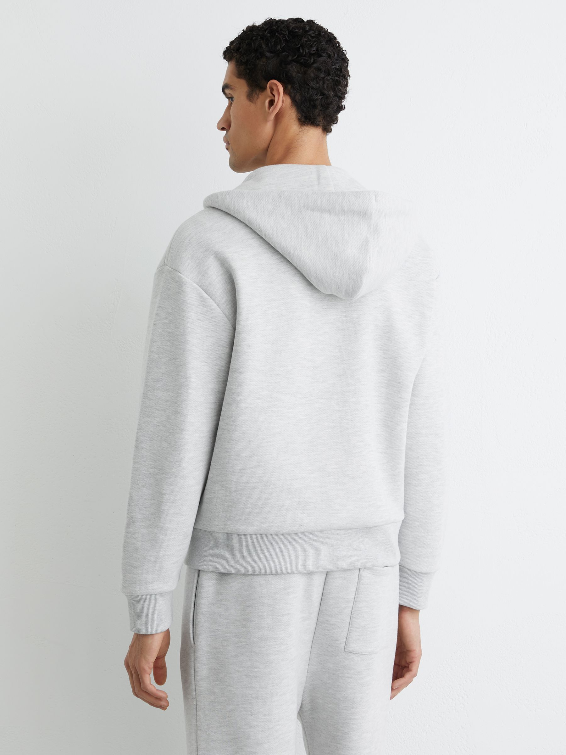 Cotton-Blend Heavyweight Zip Hoodie in Grey Melange - Image 5 of 6