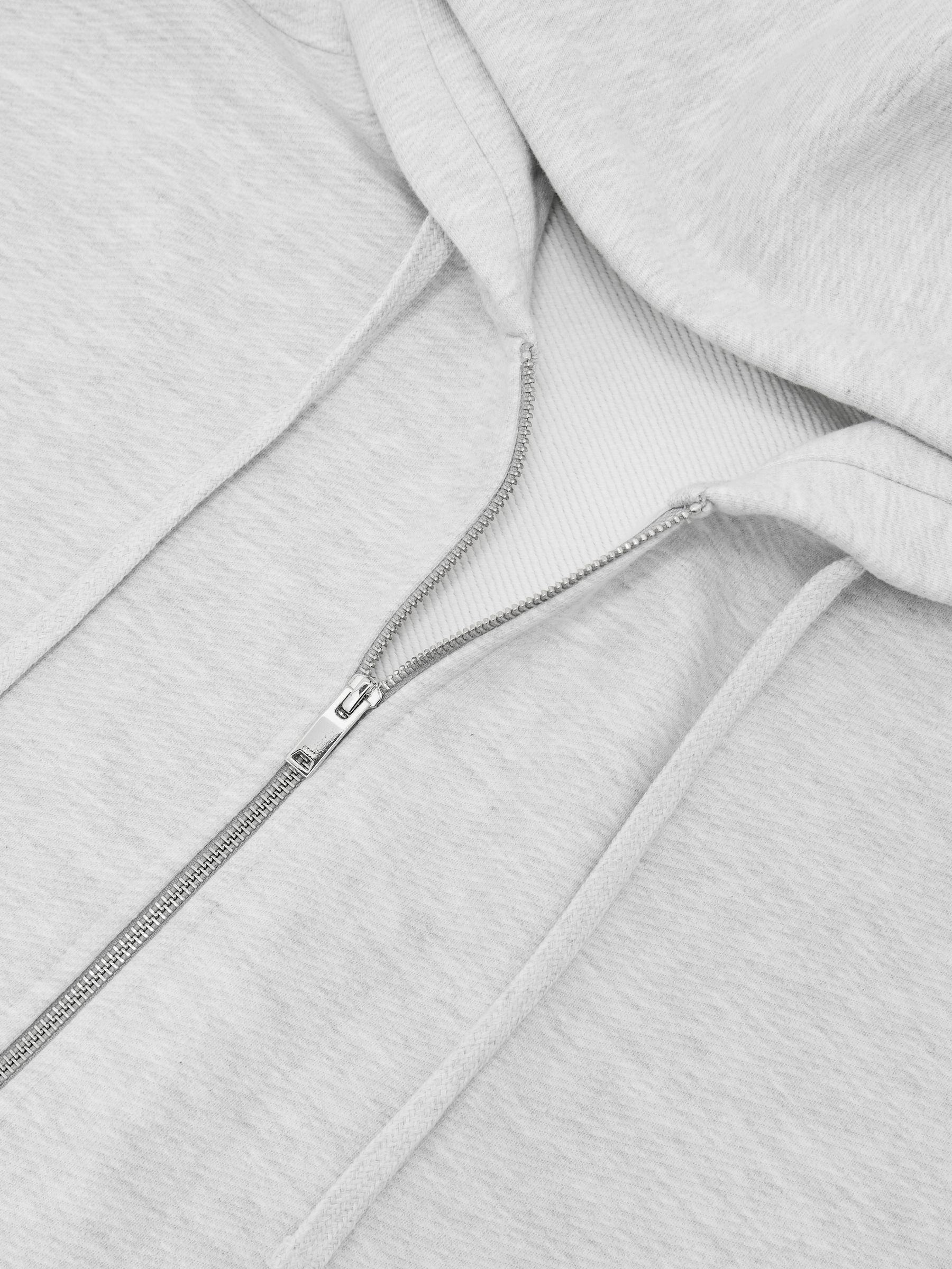 Cotton-Blend Heavyweight Zip Hoodie in Grey Melange - Image 6 of 6