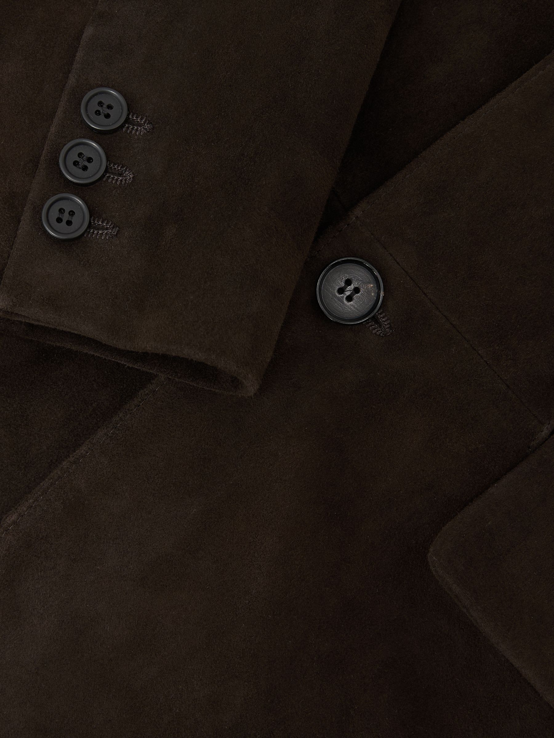 Suede Single-Breasted Blazer in Chocolate Brown - image 4