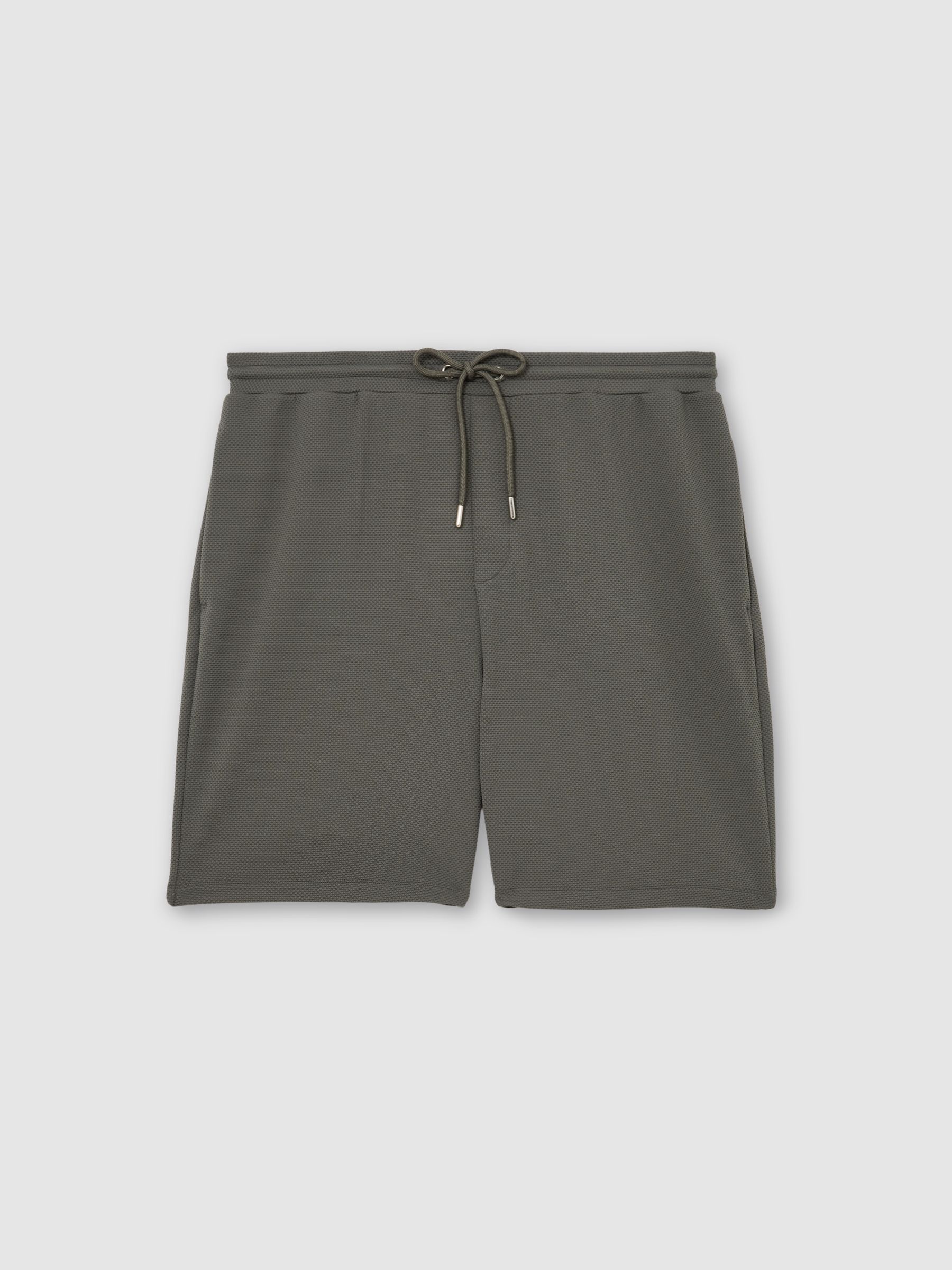 Textured Drawstring Shorts in Sage Green - Image 2 of 6