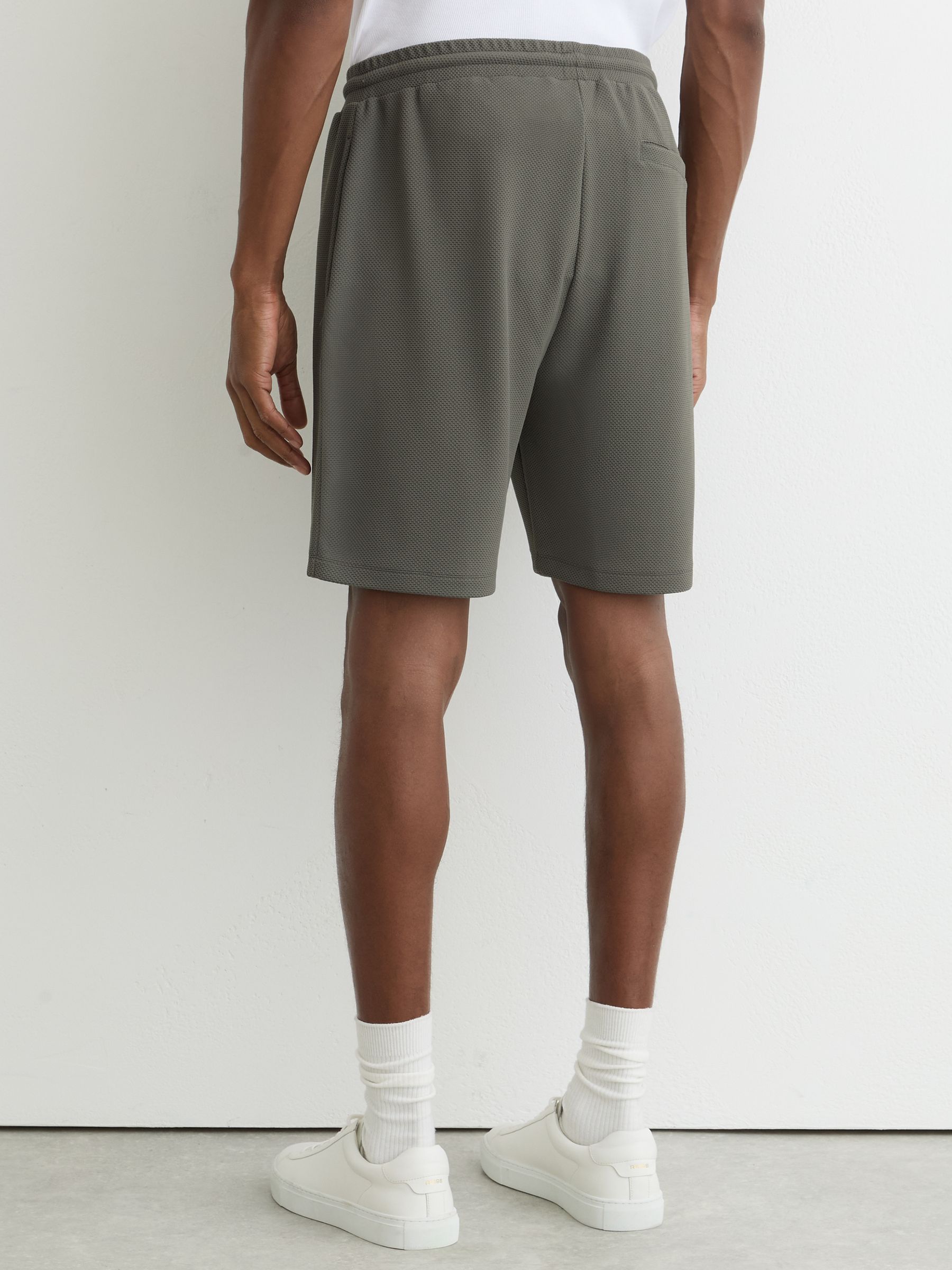 Textured Drawstring Shorts in Sage Green - Image 4 of 6