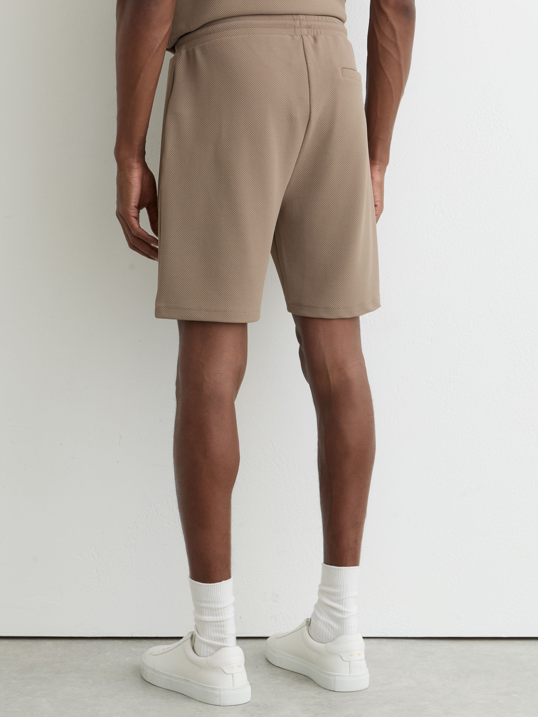 Textured Drawstring Shorts in Camel Brown - image 4