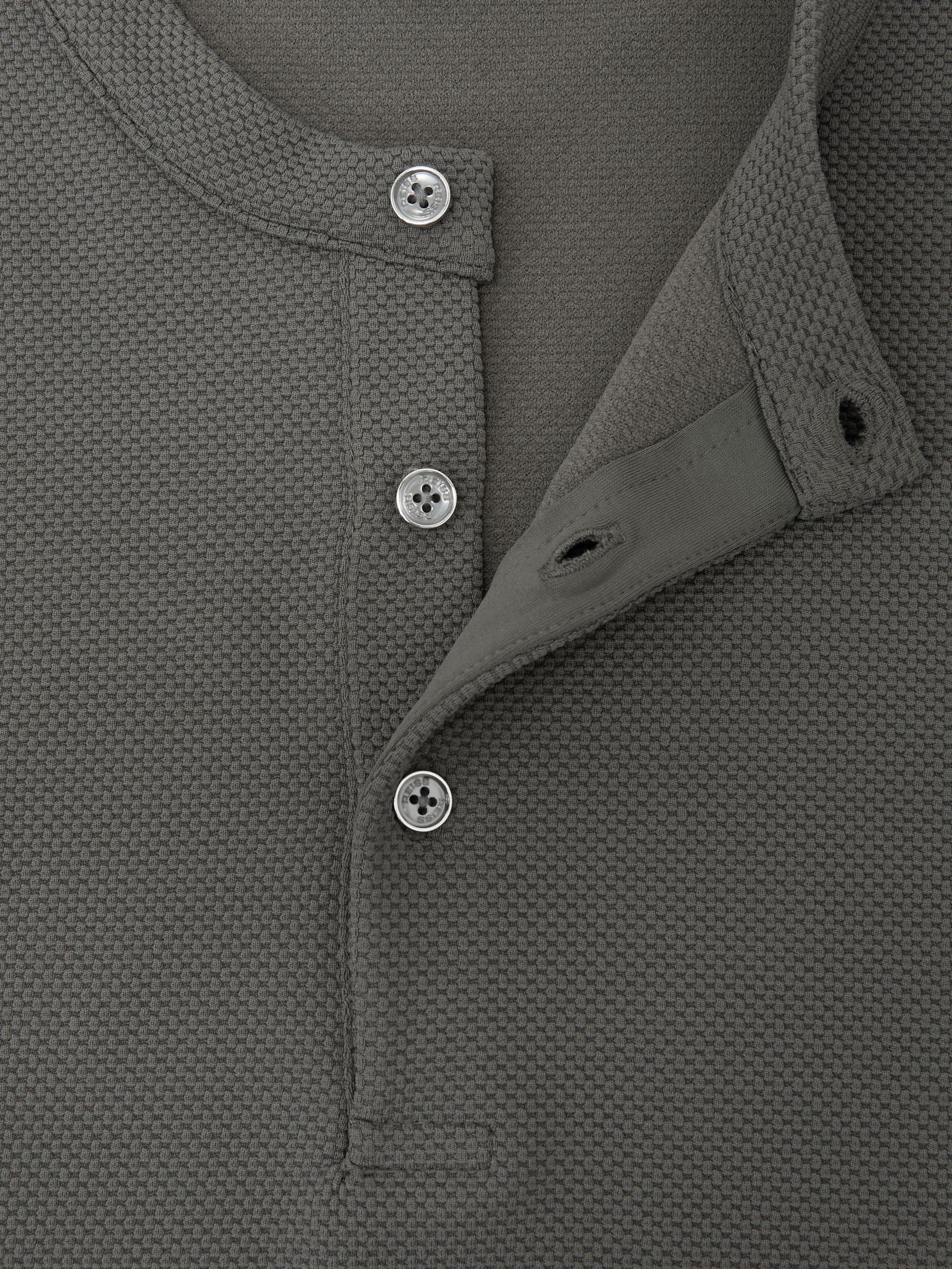 Textured Long-Sleeve Henley Shirt in Sage Green - image 3