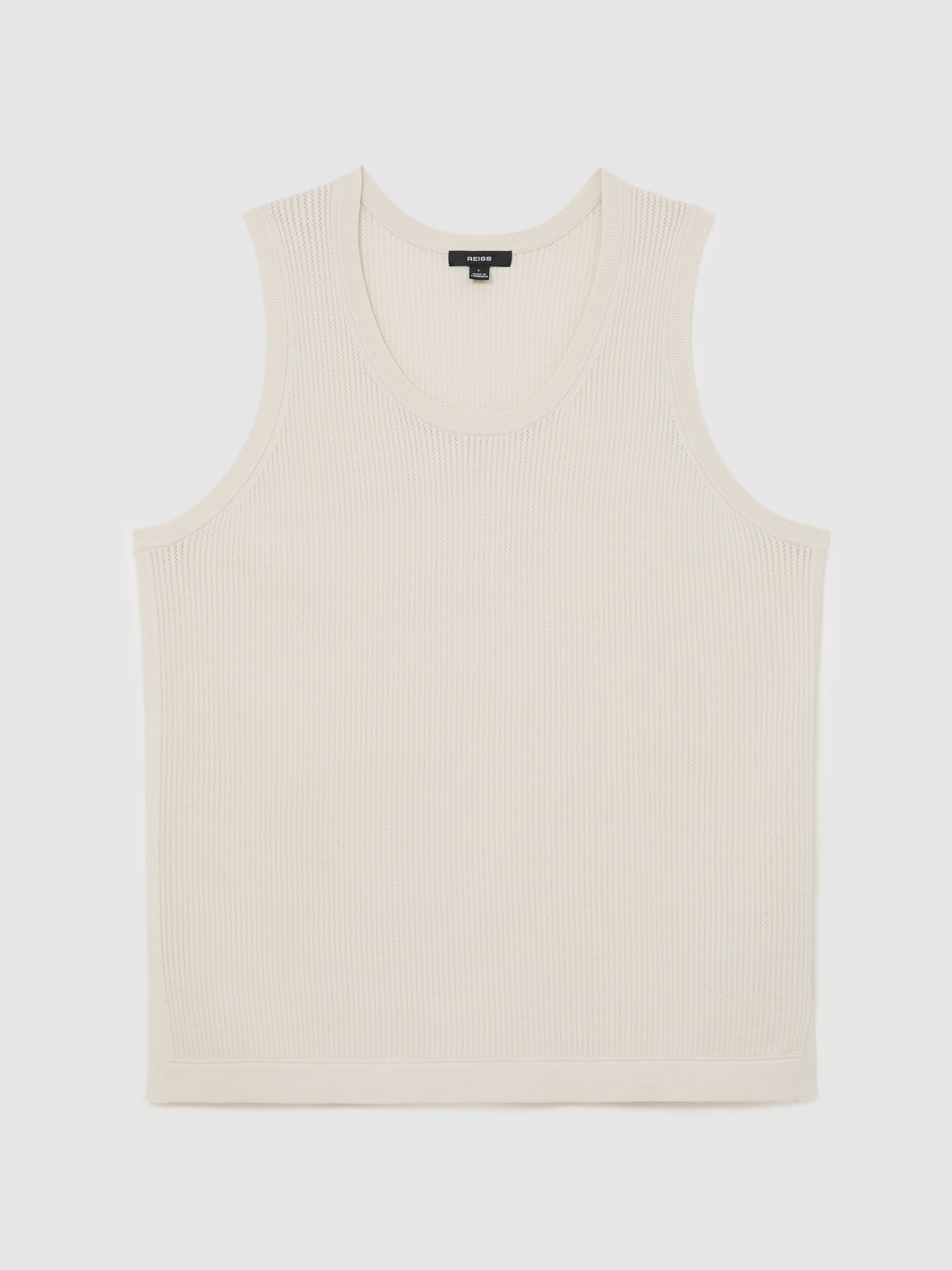 Texturovaná pletená vesta s kulatým výstřihem v Off White - Obrázek 2 z 6