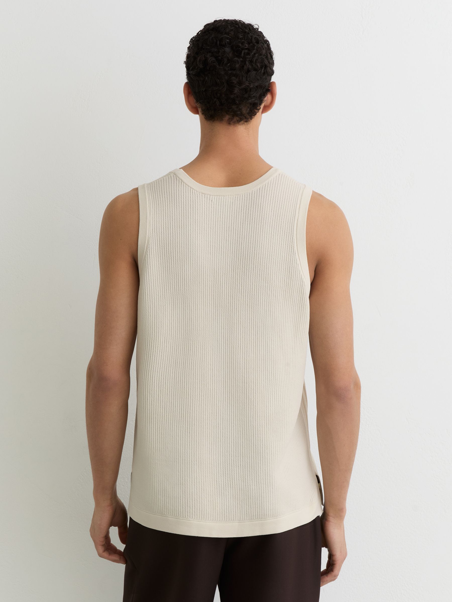 Textured-Knit Round-Neck Vest in Off White - image 4
