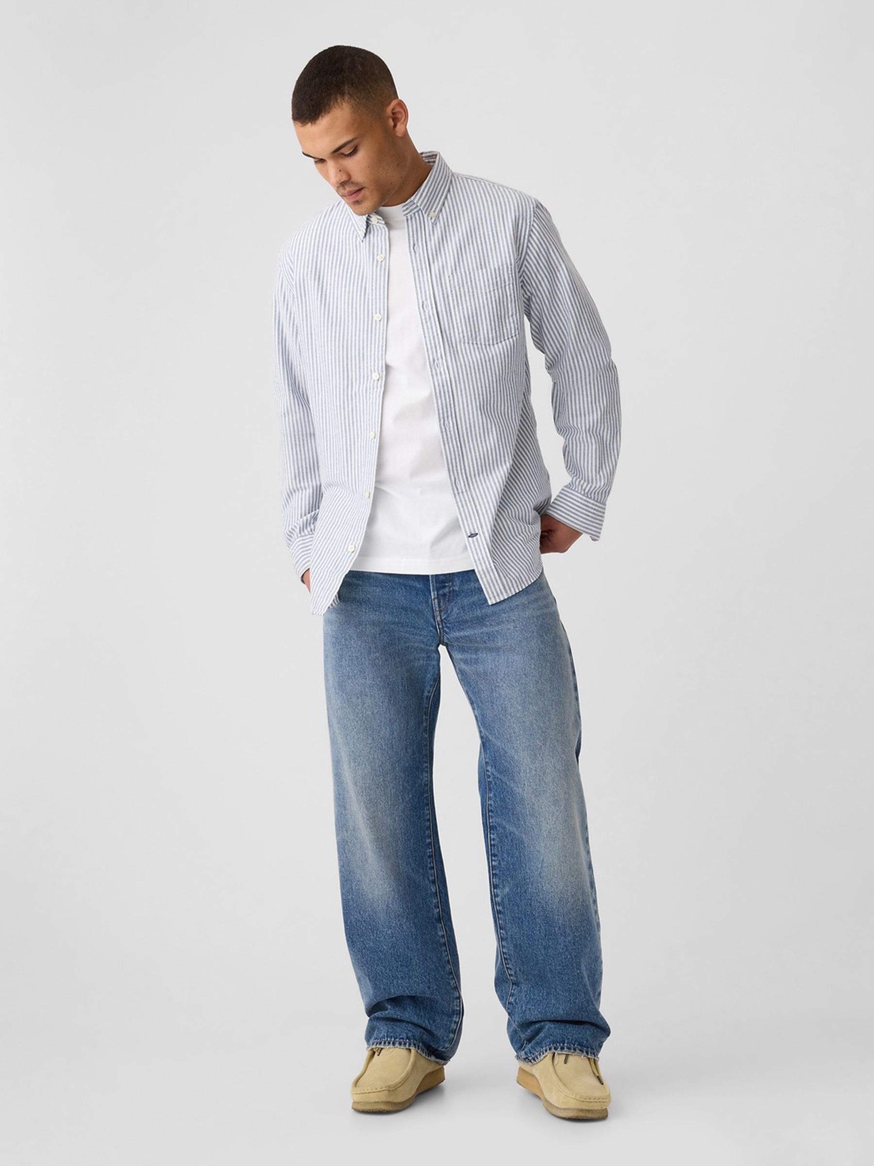 Blue Stripe Oxford Shirt in Standard Fit - Image 3 of 4