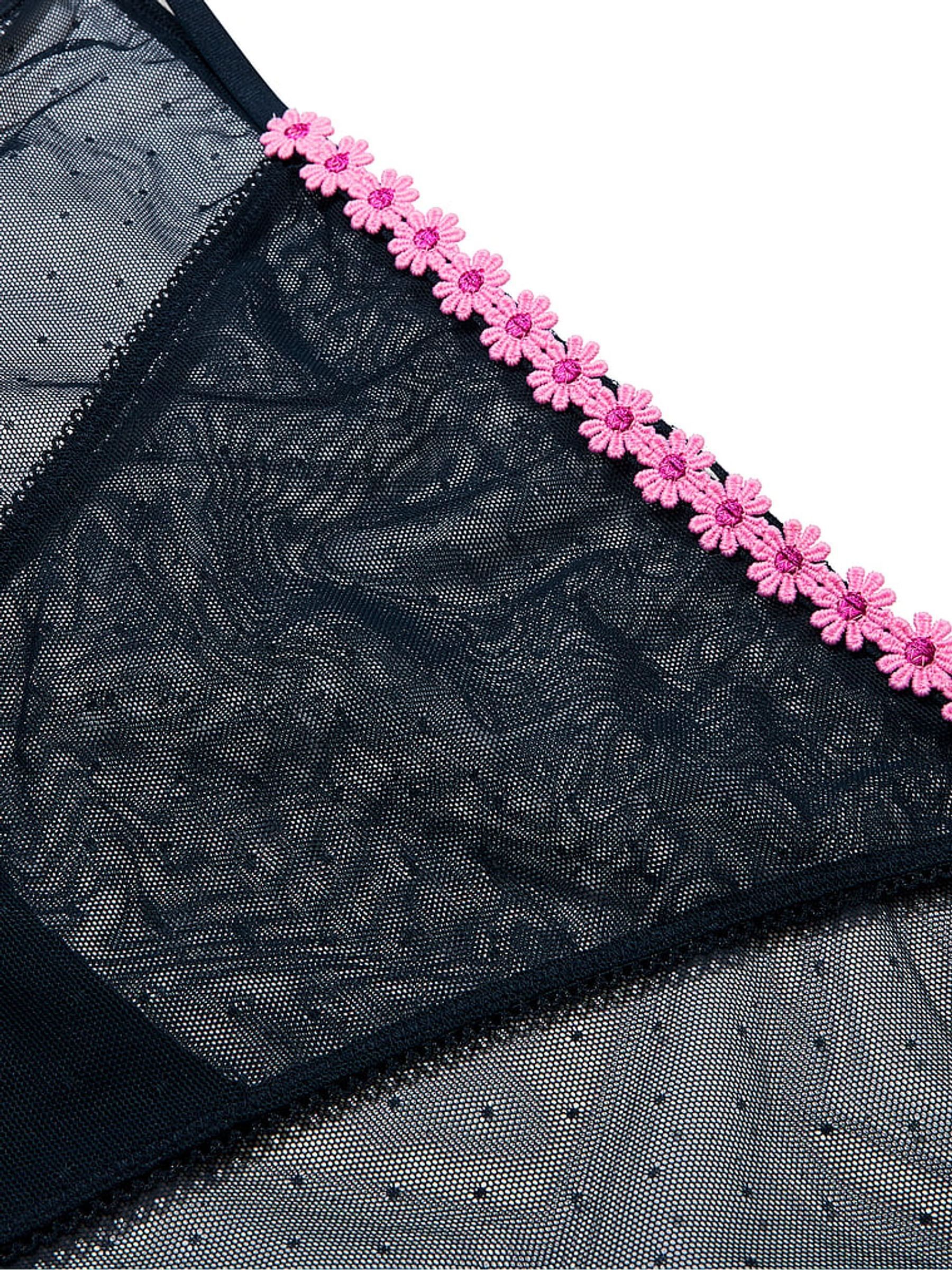 Noir Navy Blue String Bikini Daisy Embroidery Knickers - Image 3 of 3