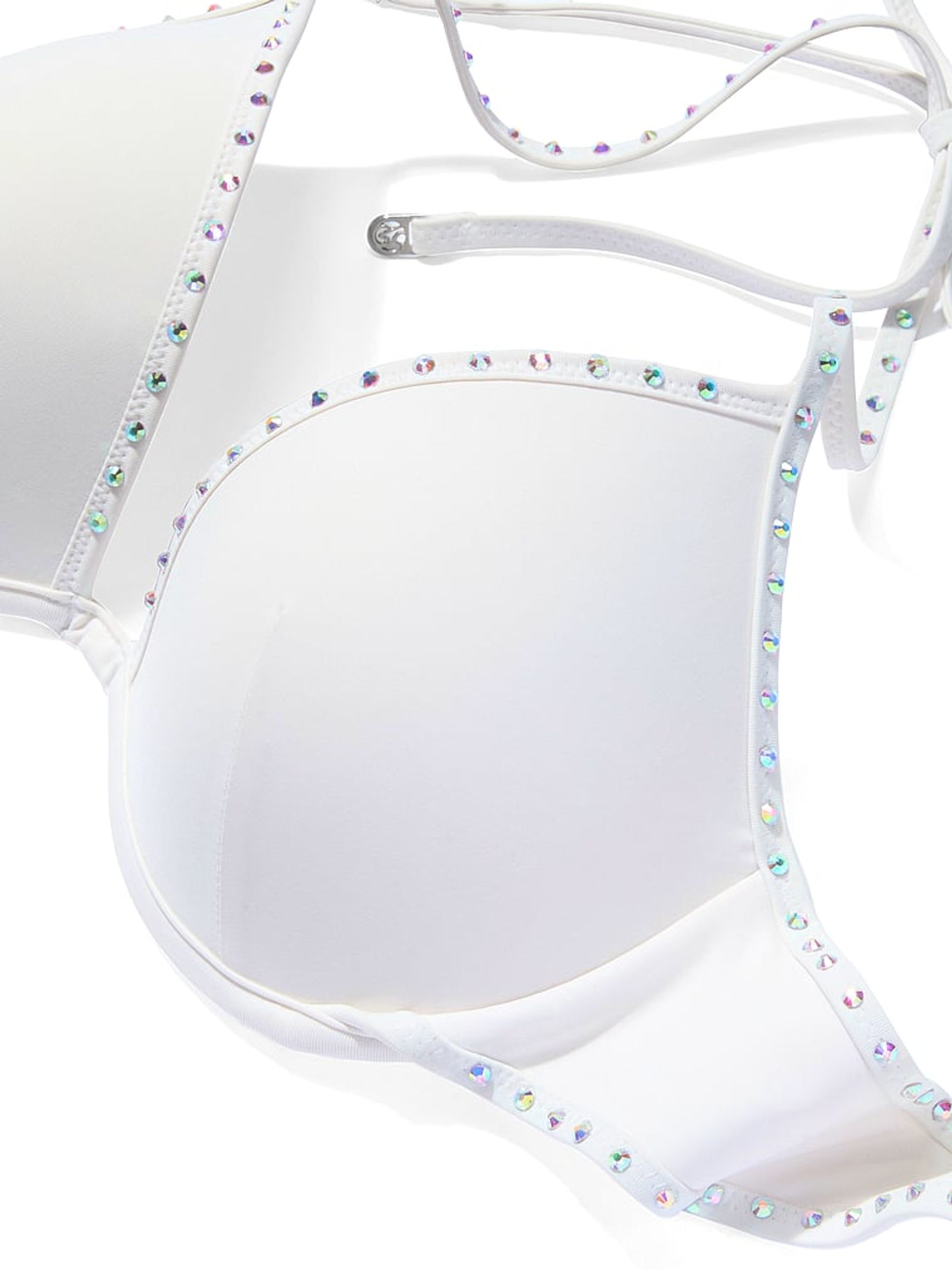 Coconut White Diamanté Push Up Bridal Bikini Top - Image 3 of 3