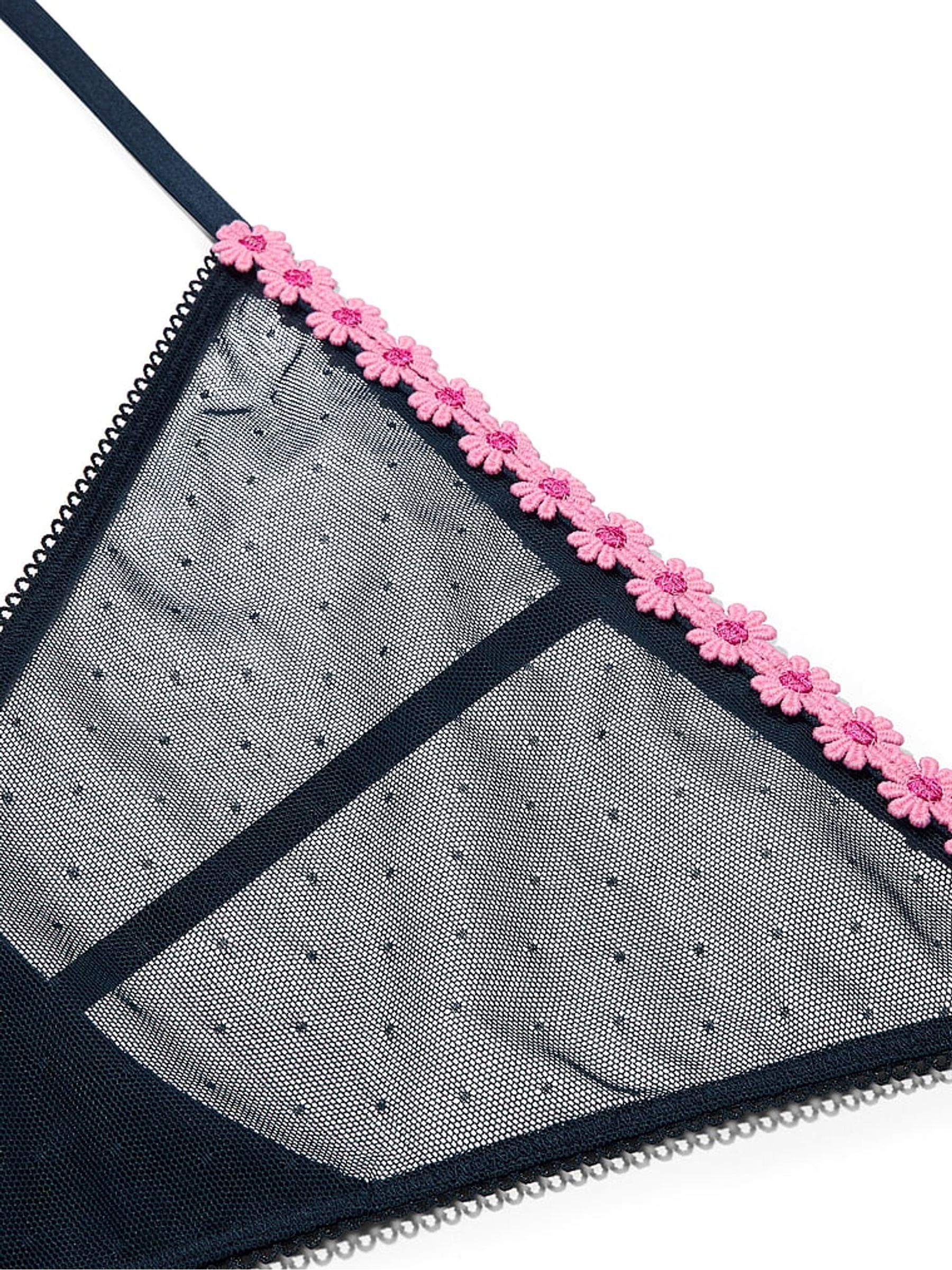 Noir Navy Blue G-String Daisy Embroidery Knickers - Image 3 of 3