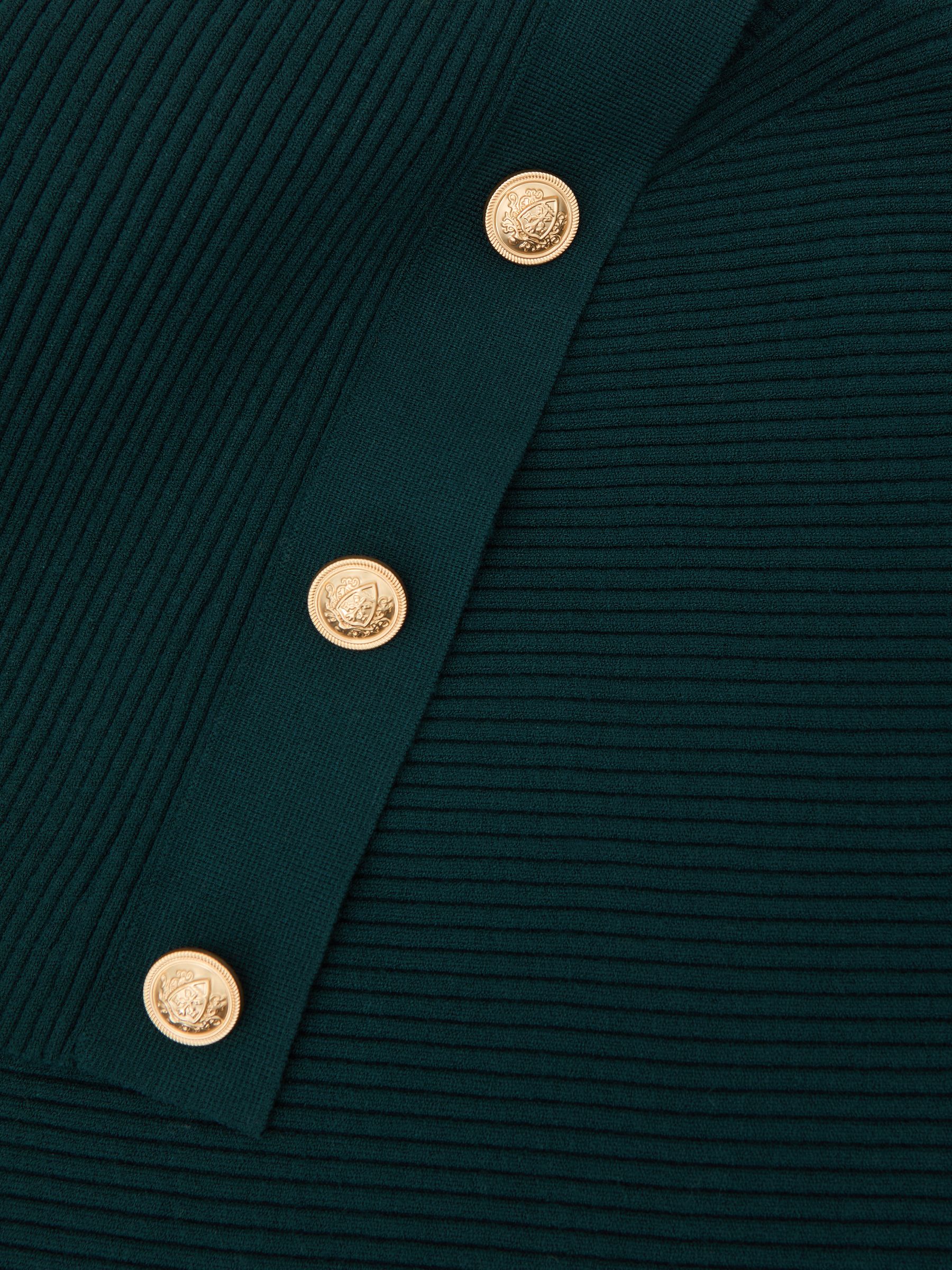 Rib-Knit Button Shawl Jumper in Teal Blue - Image 6 of 6