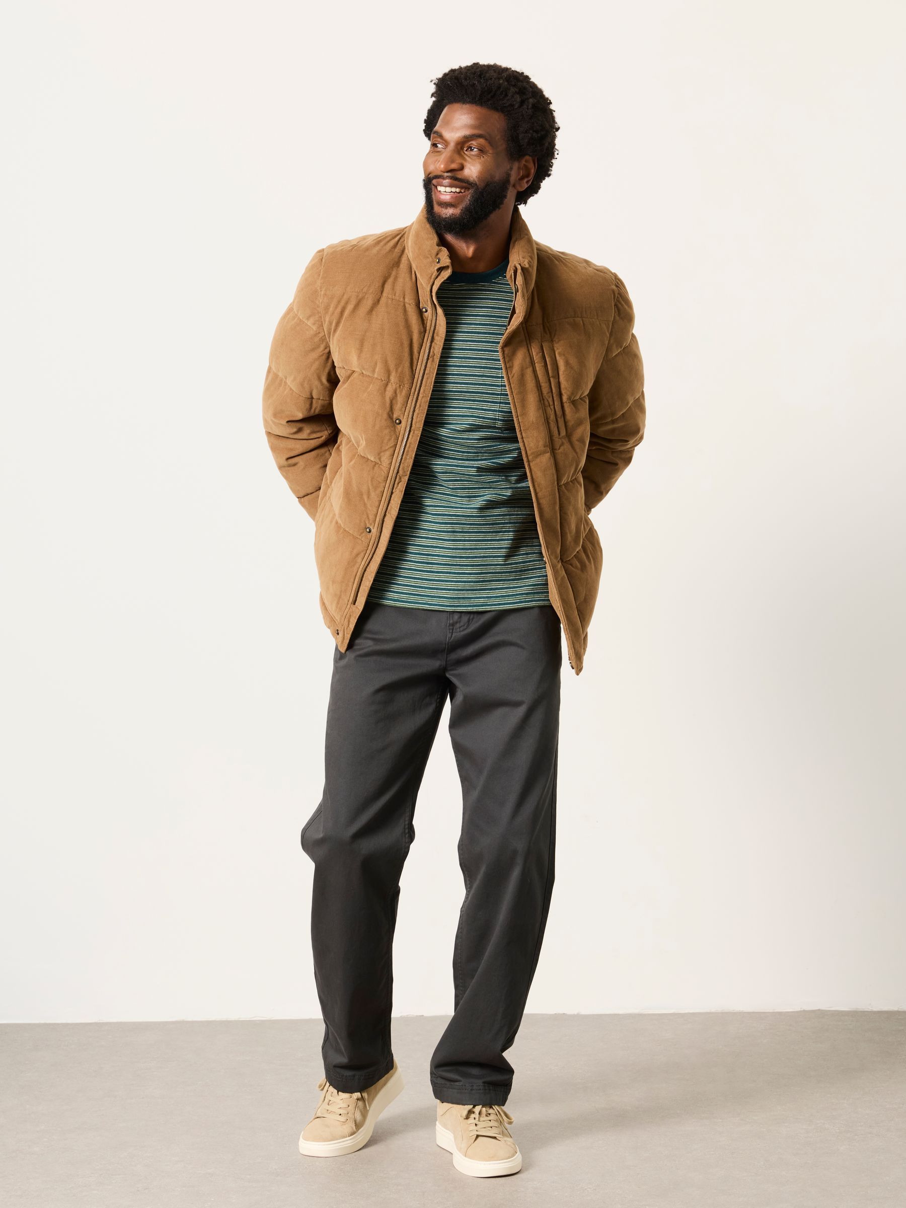Cord Padded Jacket in Stone - Image 3 of 7