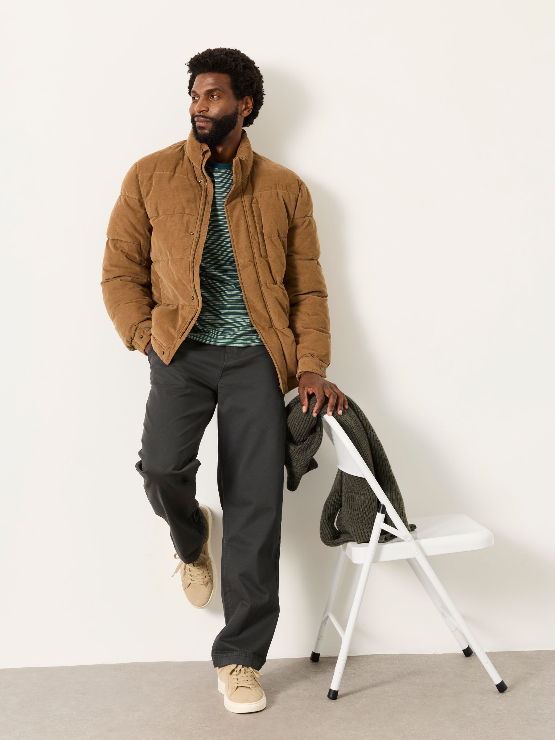 Cord Padded Jacket in Stone - Image 5 of 7