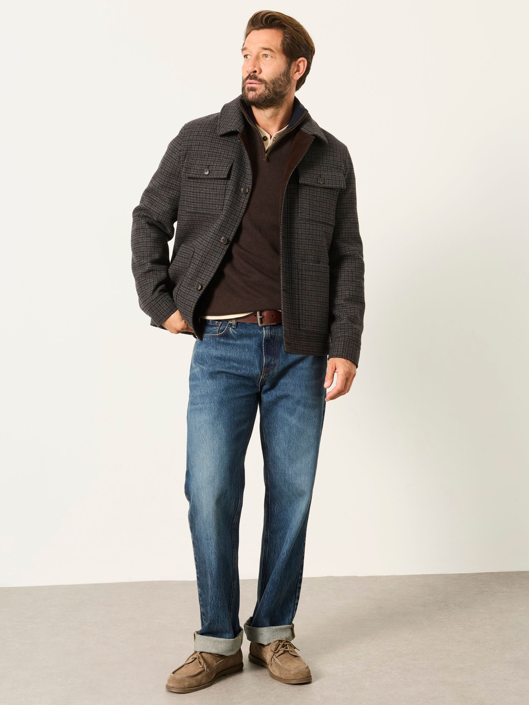 Check Barn Jacket in Charcoal Grey - Image 3 of 7