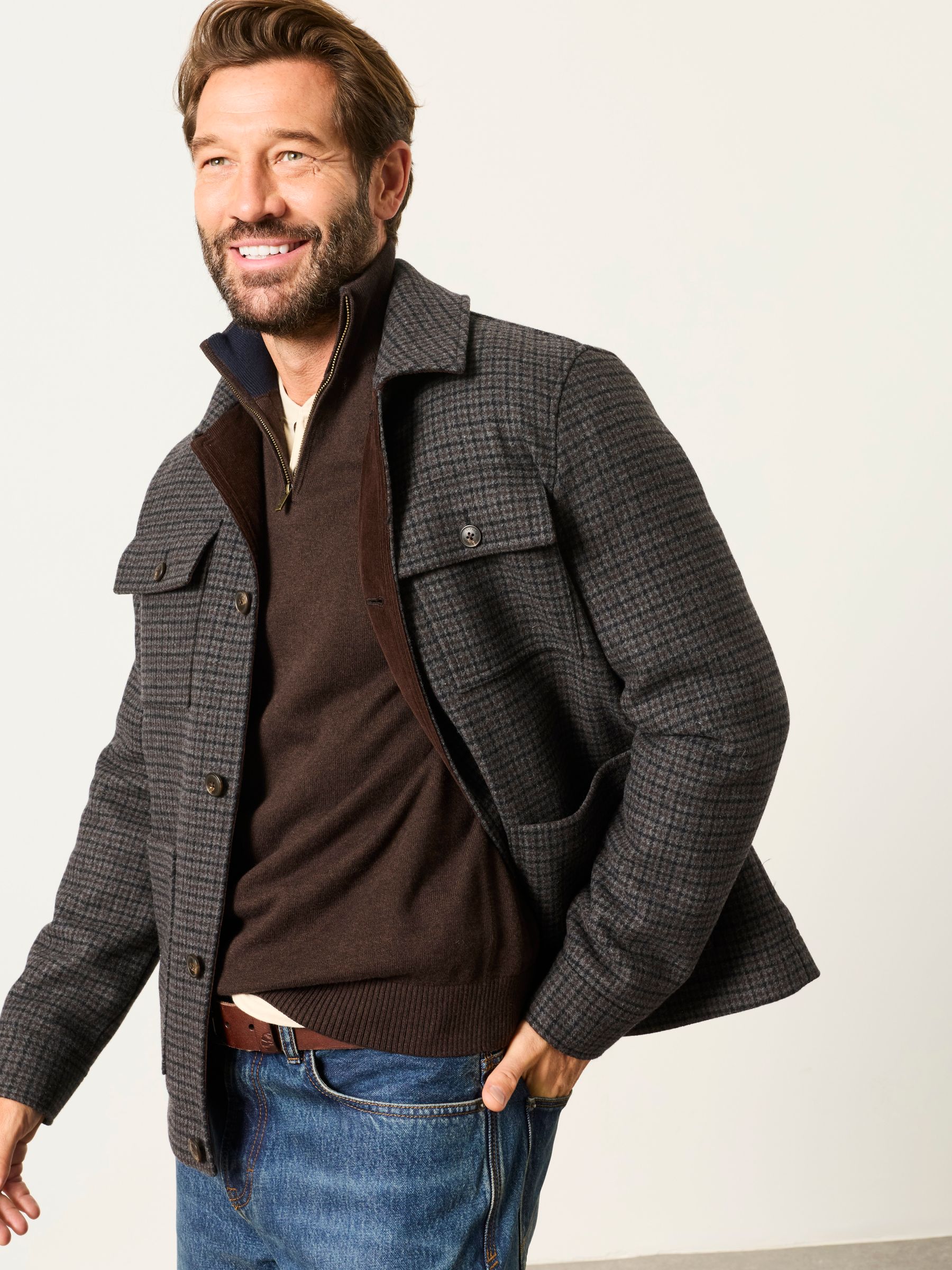 Check Barn Jacket in Charcoal Grey - Image 4 of 7