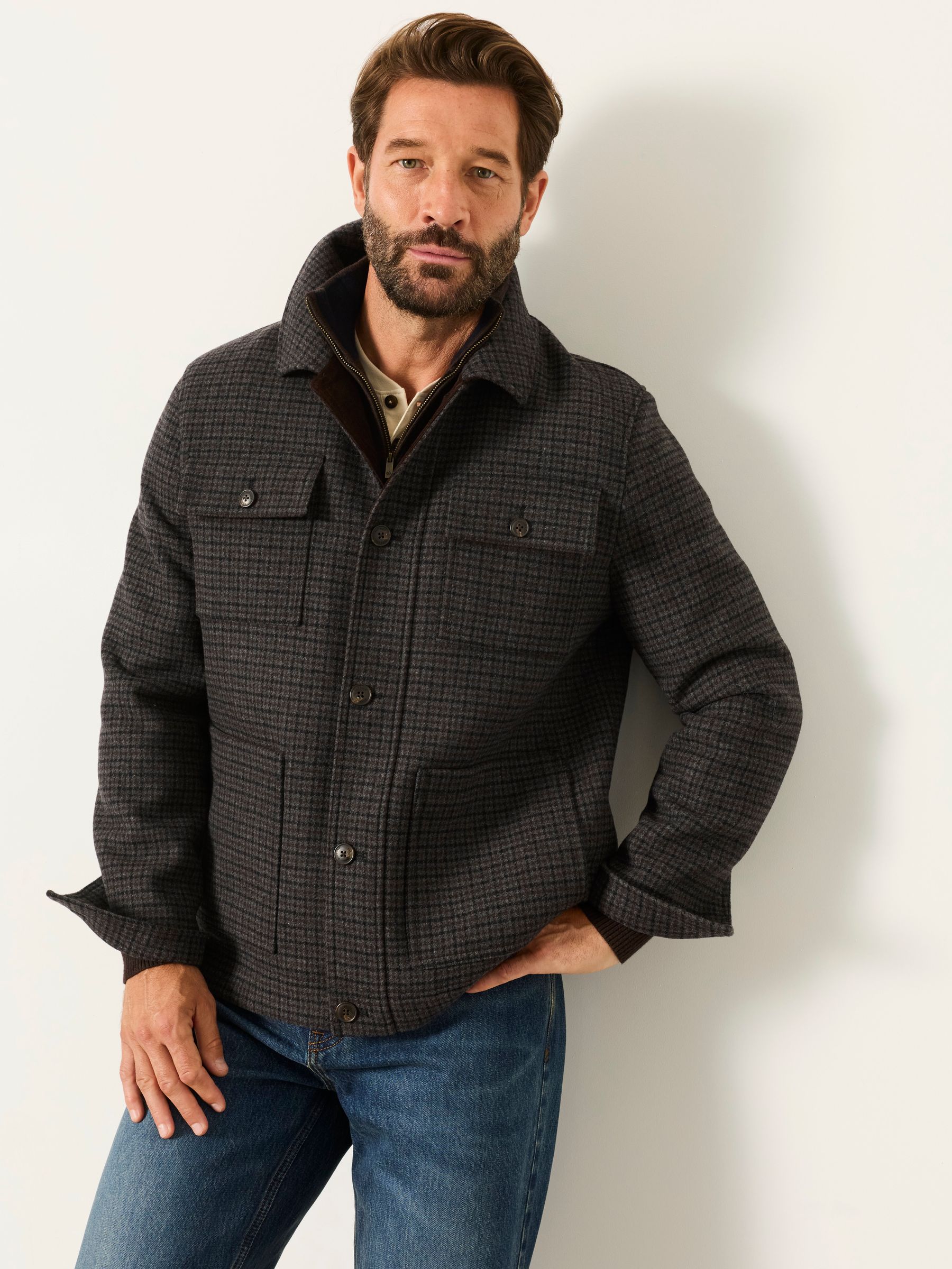 Check Barn Jacket in Charcoal Grey - Image 6 of 7