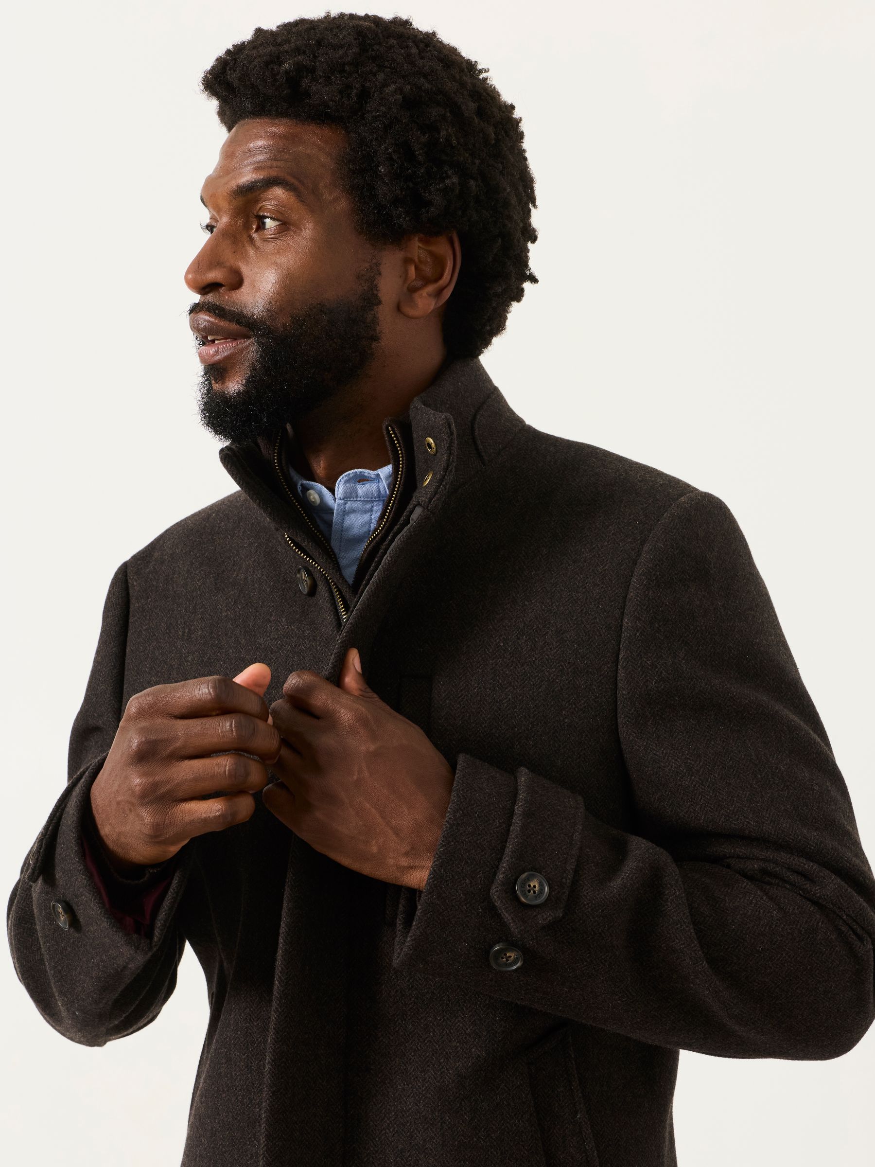 Pendeen Dark Brown Wool Mix Overcoat - Image 3 of 4