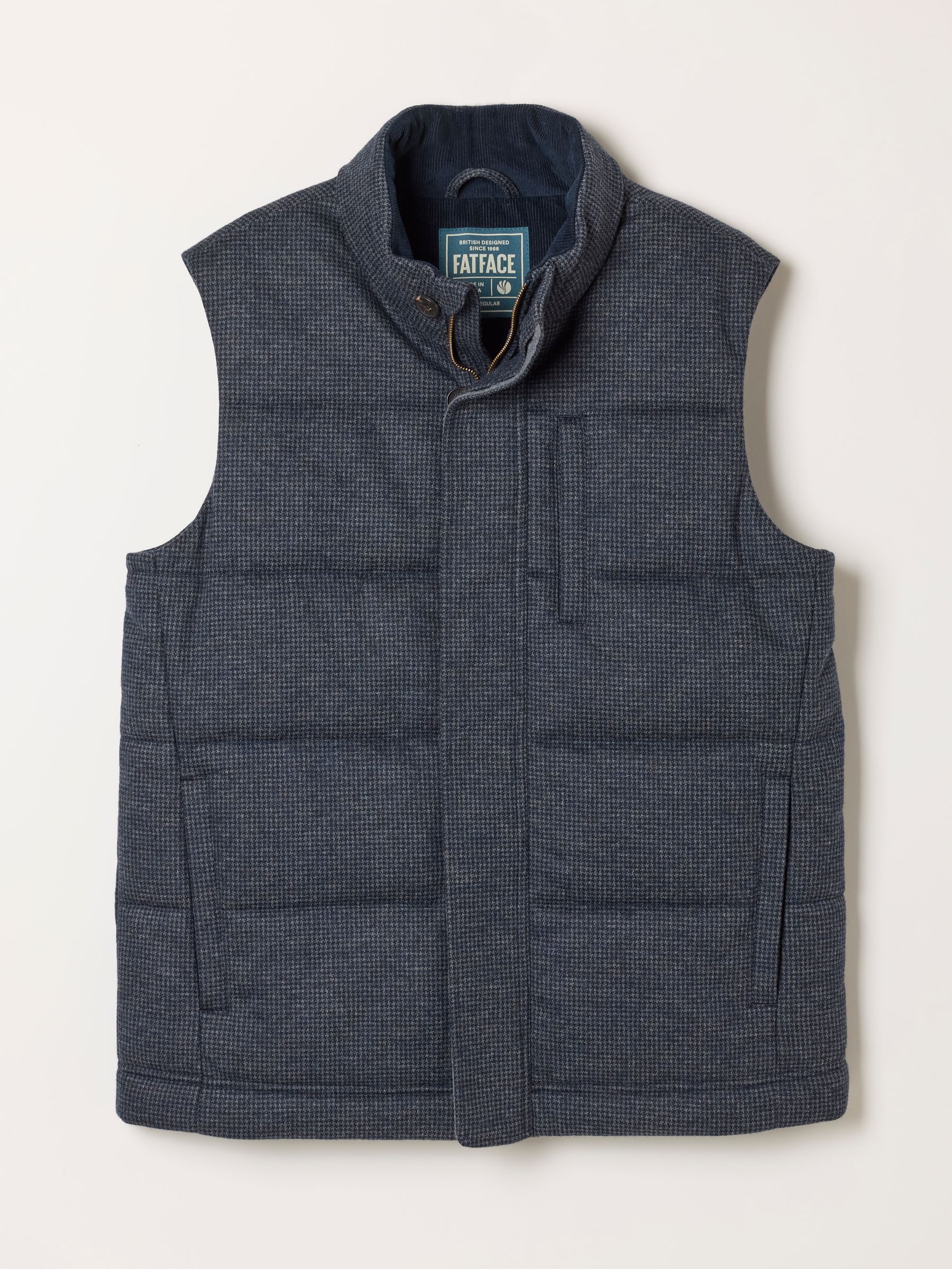 Tarn Micro Check Wool Mix Gilet in Navy - Image 7 of 7 Tarn Micro Check Wool Mix Gilet in Navy - Image 7 of 7