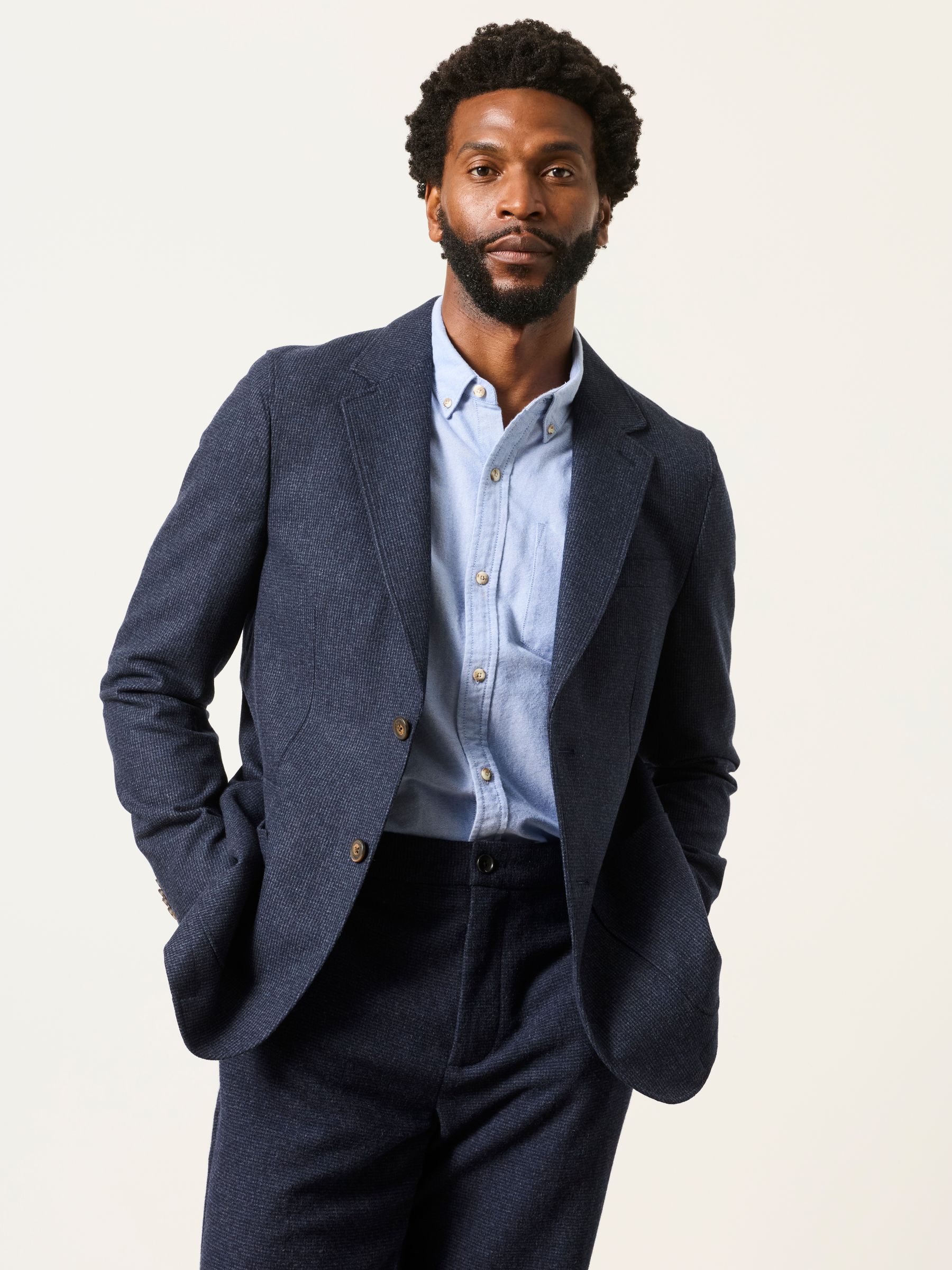 Witley Navy Wool Mix Micro Check Blazer - Image 2 of 8 Witley Navy Wool Mix Micro Check Blazer - Image 2 of 8