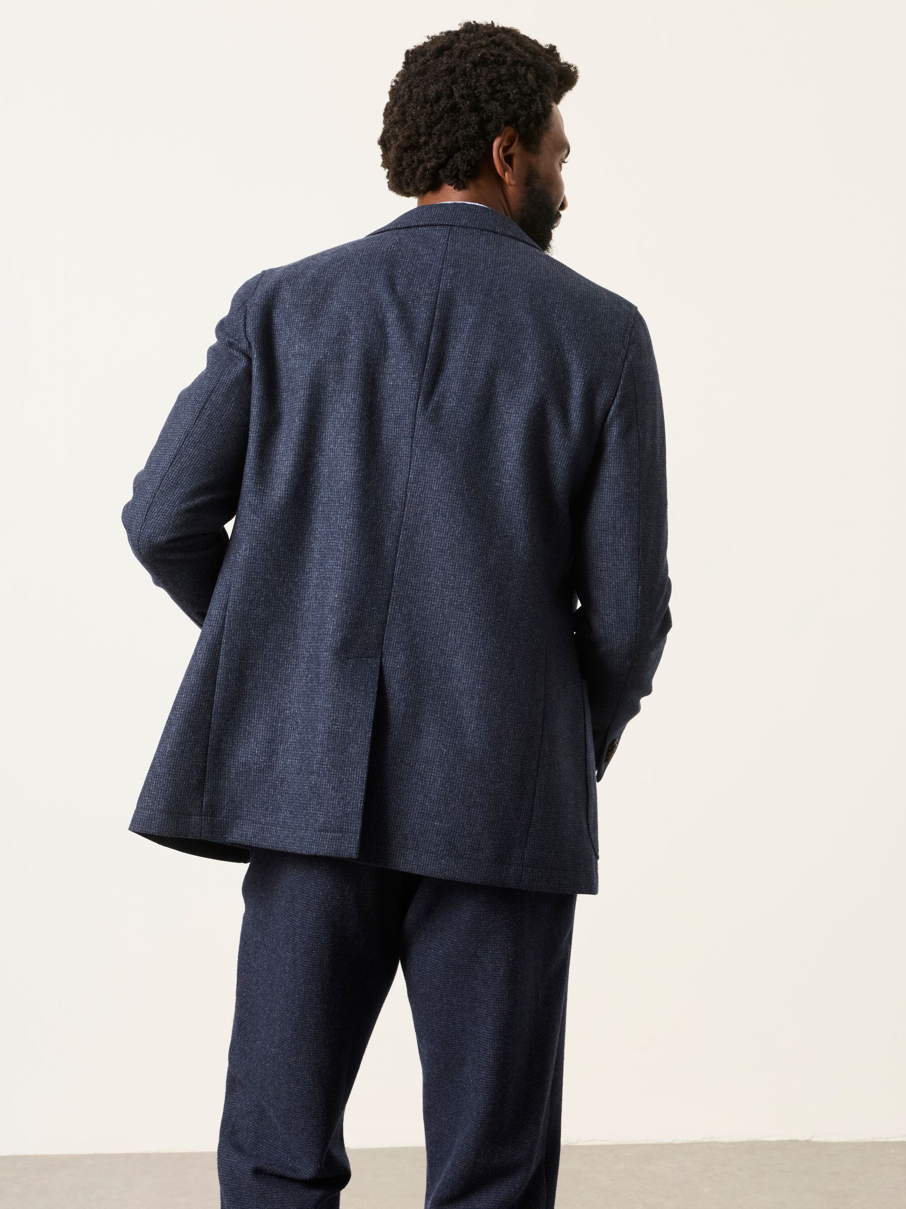 Witley Navy Wool Mix Micro Check Blazer - Image 3 of 8