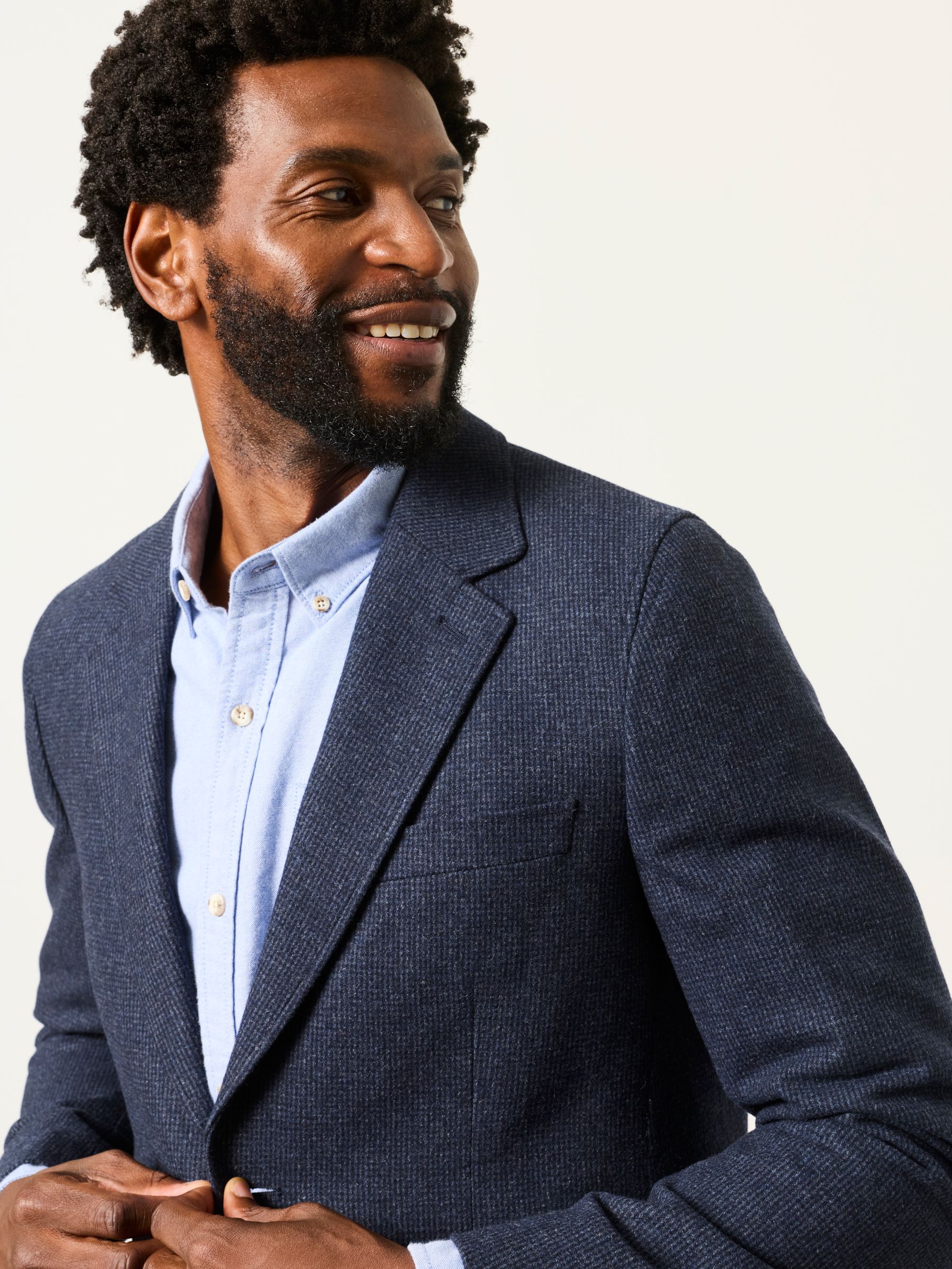 Witley Navy Wool Mix Micro Check Blazer - Image 4 of 8