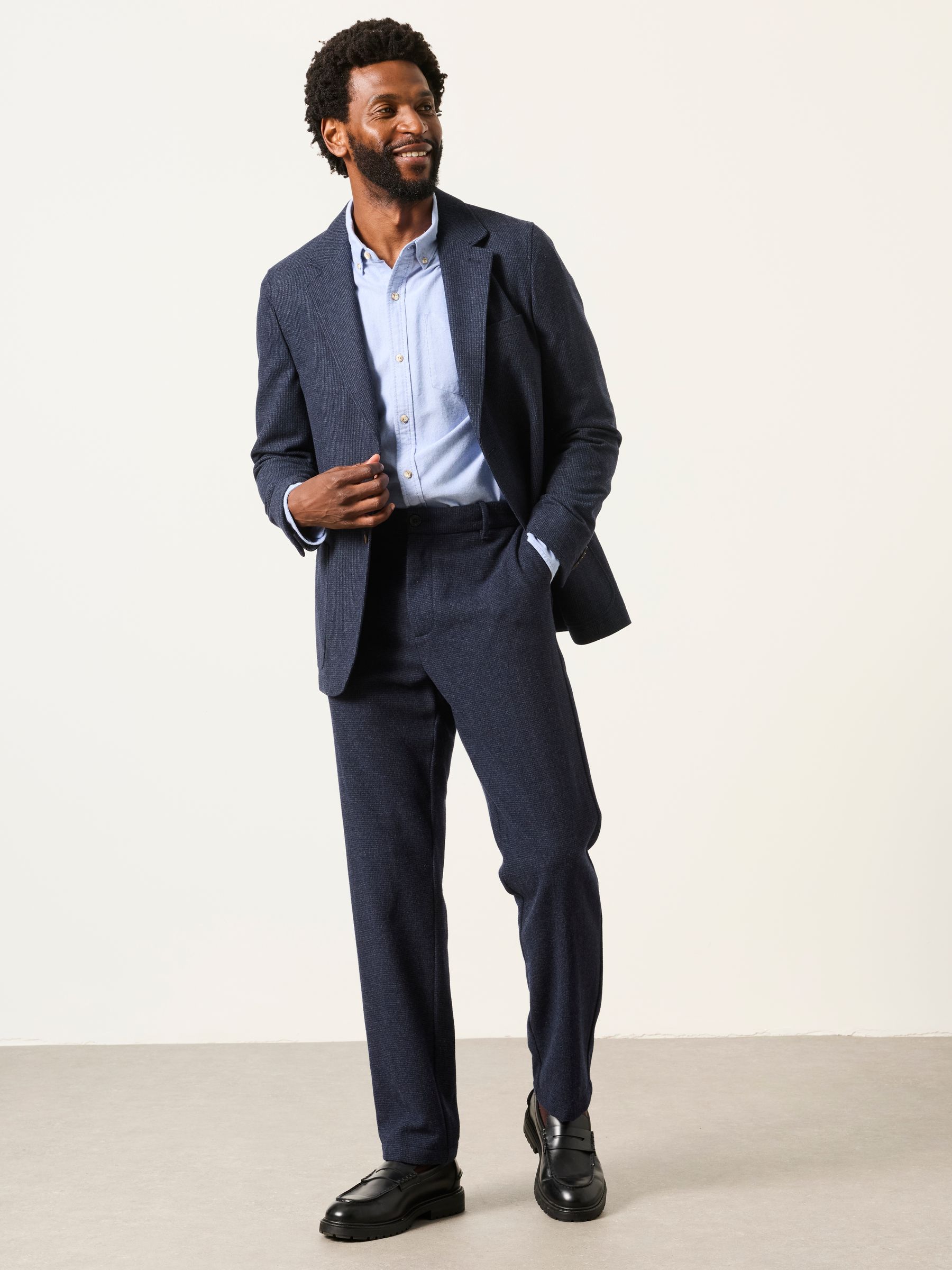 Witley Navy Wool Mix Micro Check Blazer - Image 5 of 8
