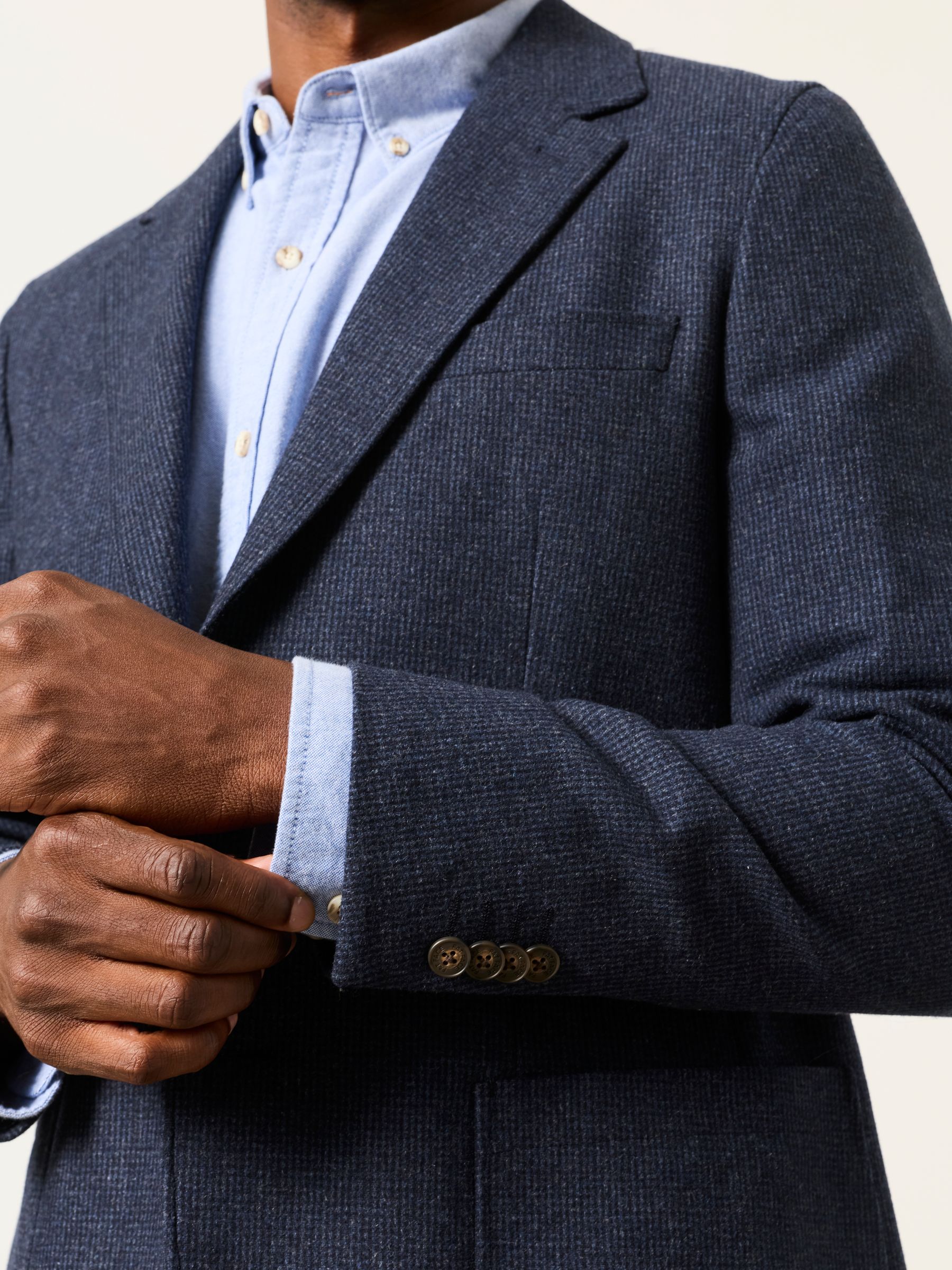 Witley Navy Wool Mix Micro Check Blazer - Image 6 of 8
