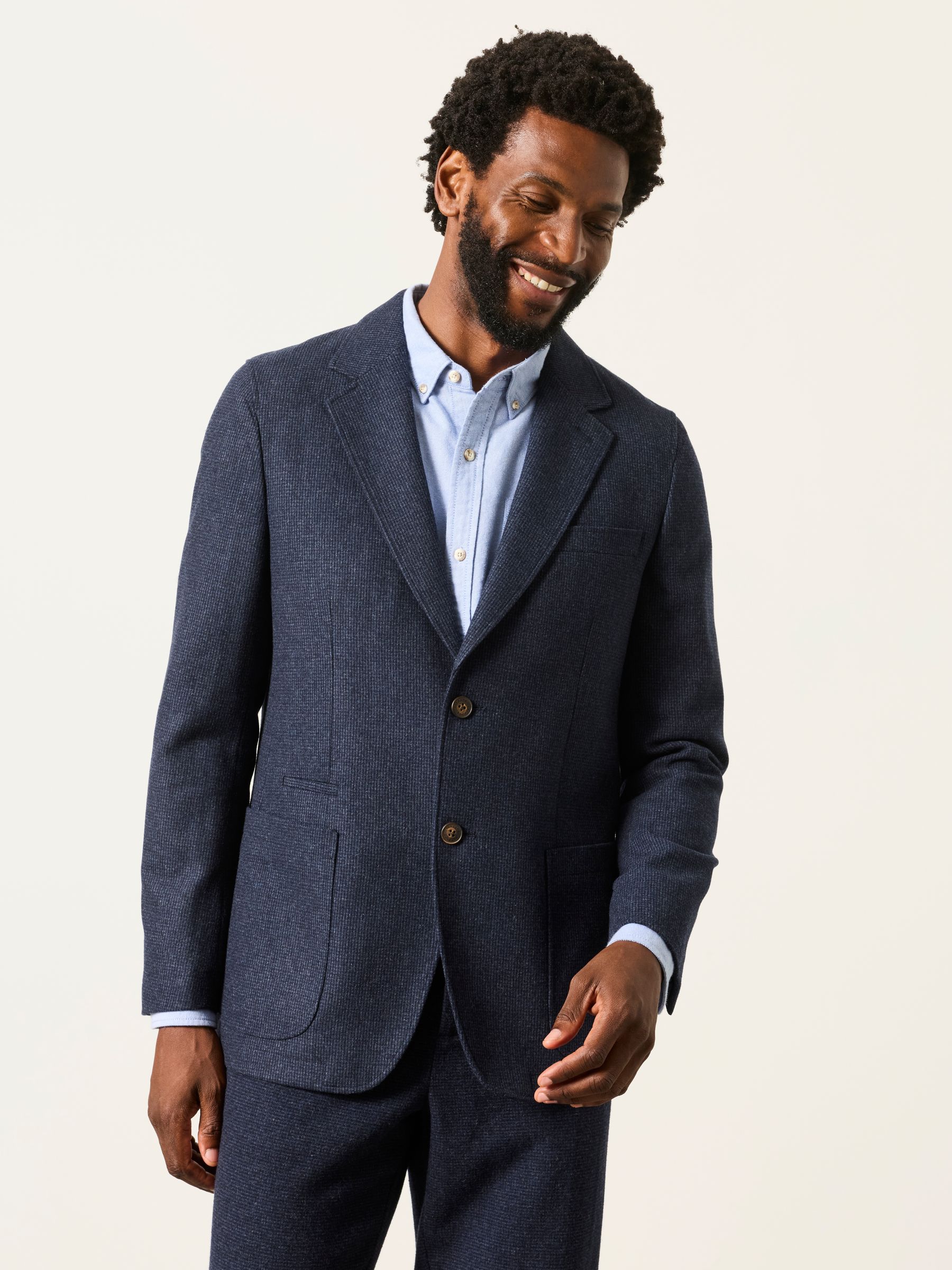 Witley Navy Wool Mix Micro Check Blazer - Image 7 of 8