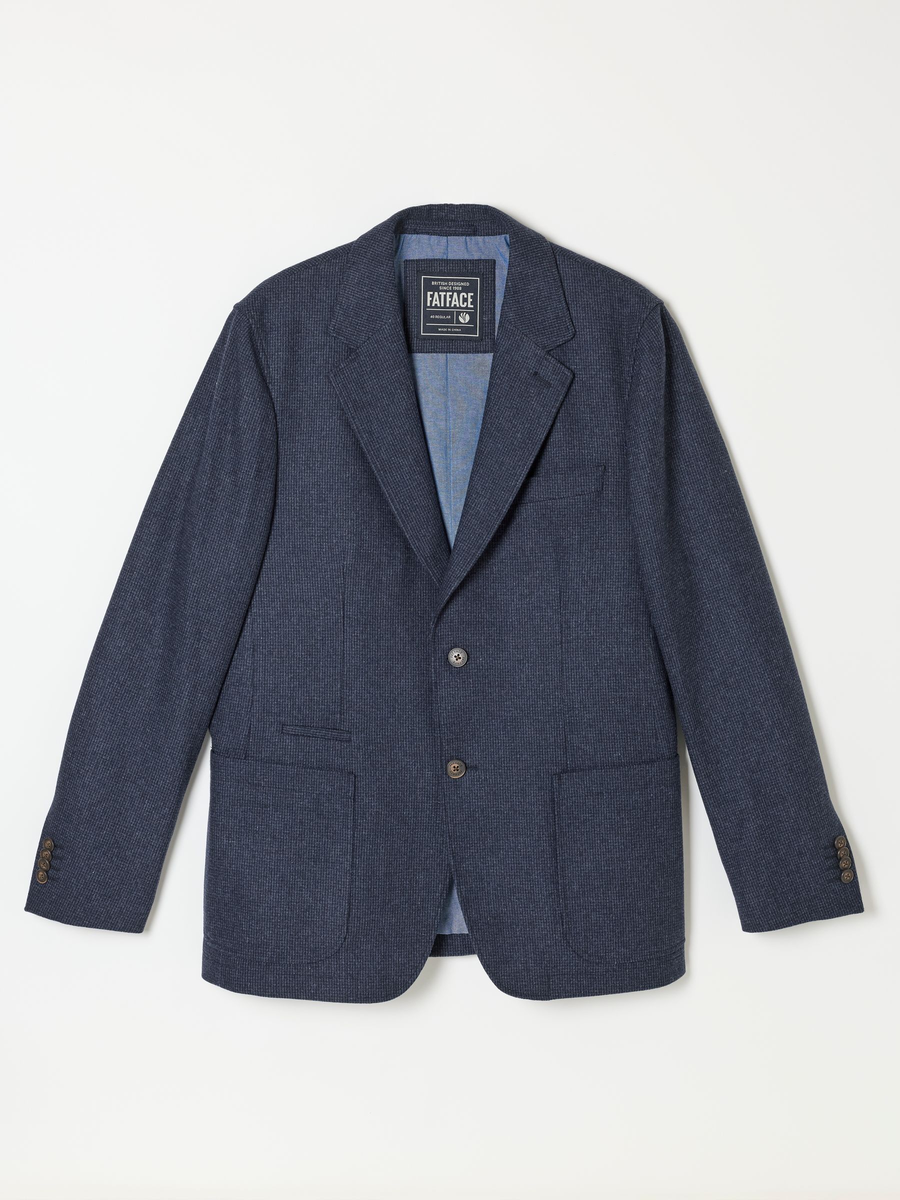 Witley Navy Wool Mix Micro Check Blazer - Image 8 of 8 Witley Navy Wool Mix Micro Check Blazer - Image 8 of 8