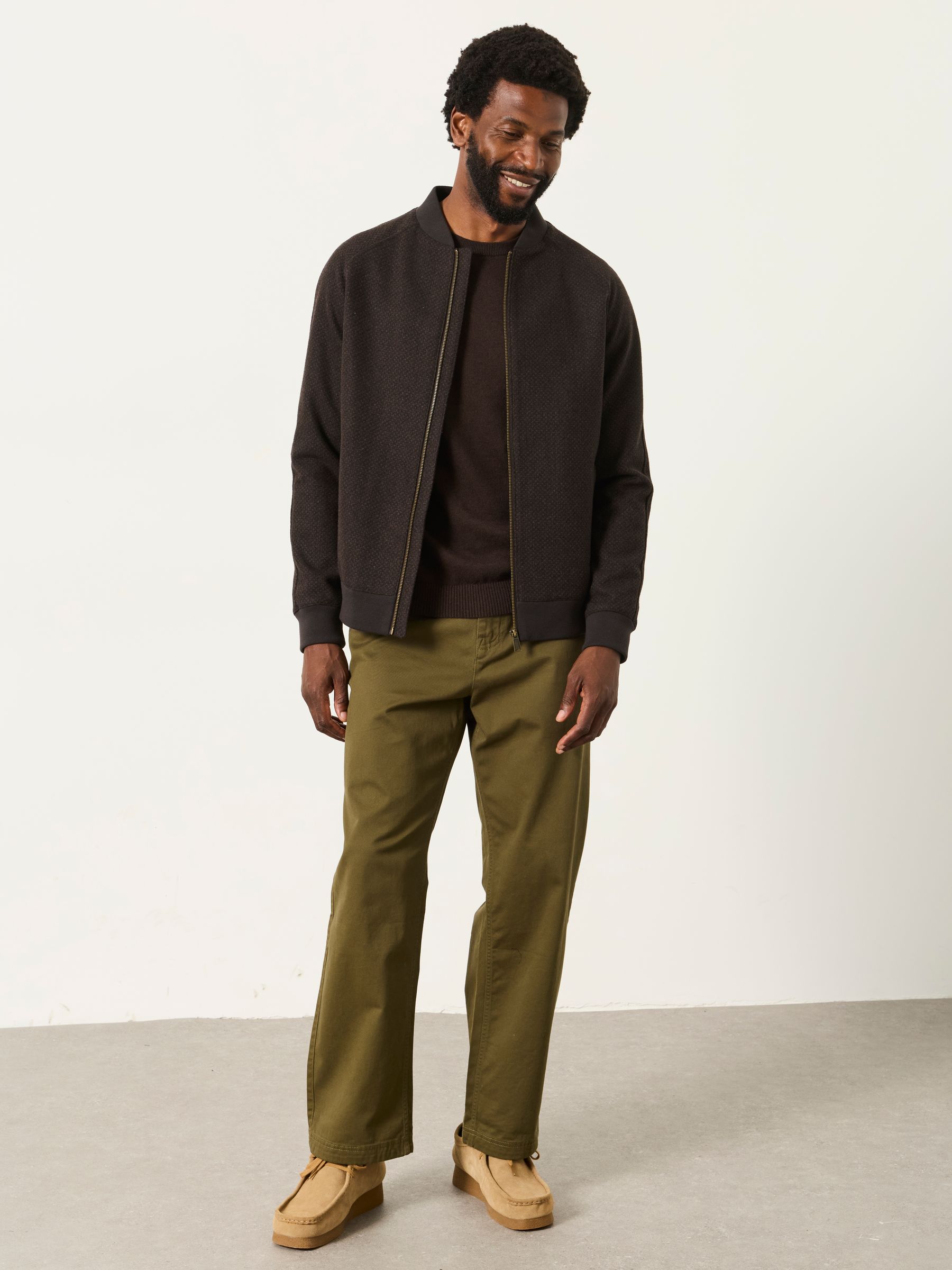 Brown Wool Mix Bomber Jacket - Image 4 of 6