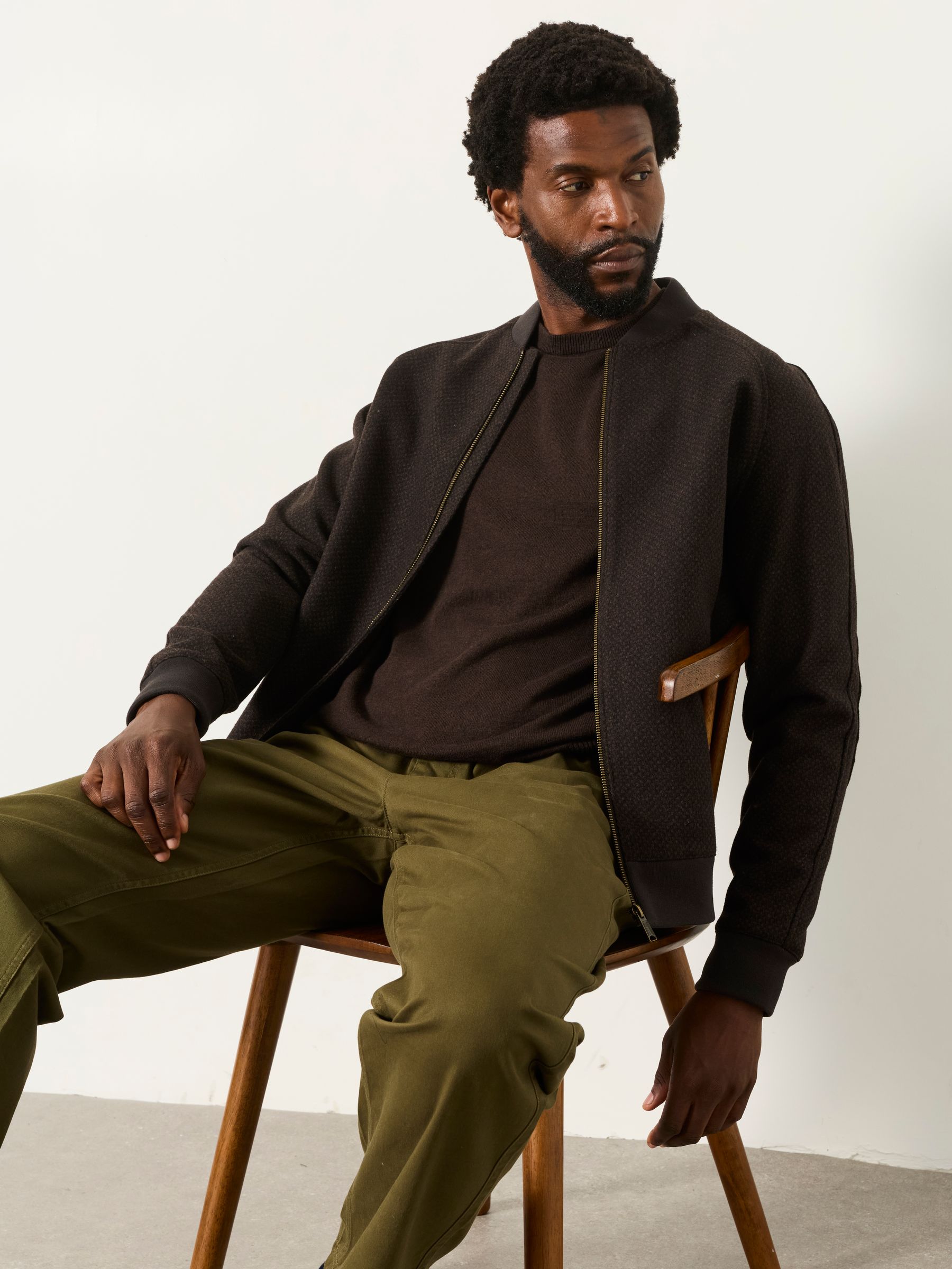 Brown Wool Mix Bomber Jacket - Image 5 of 6