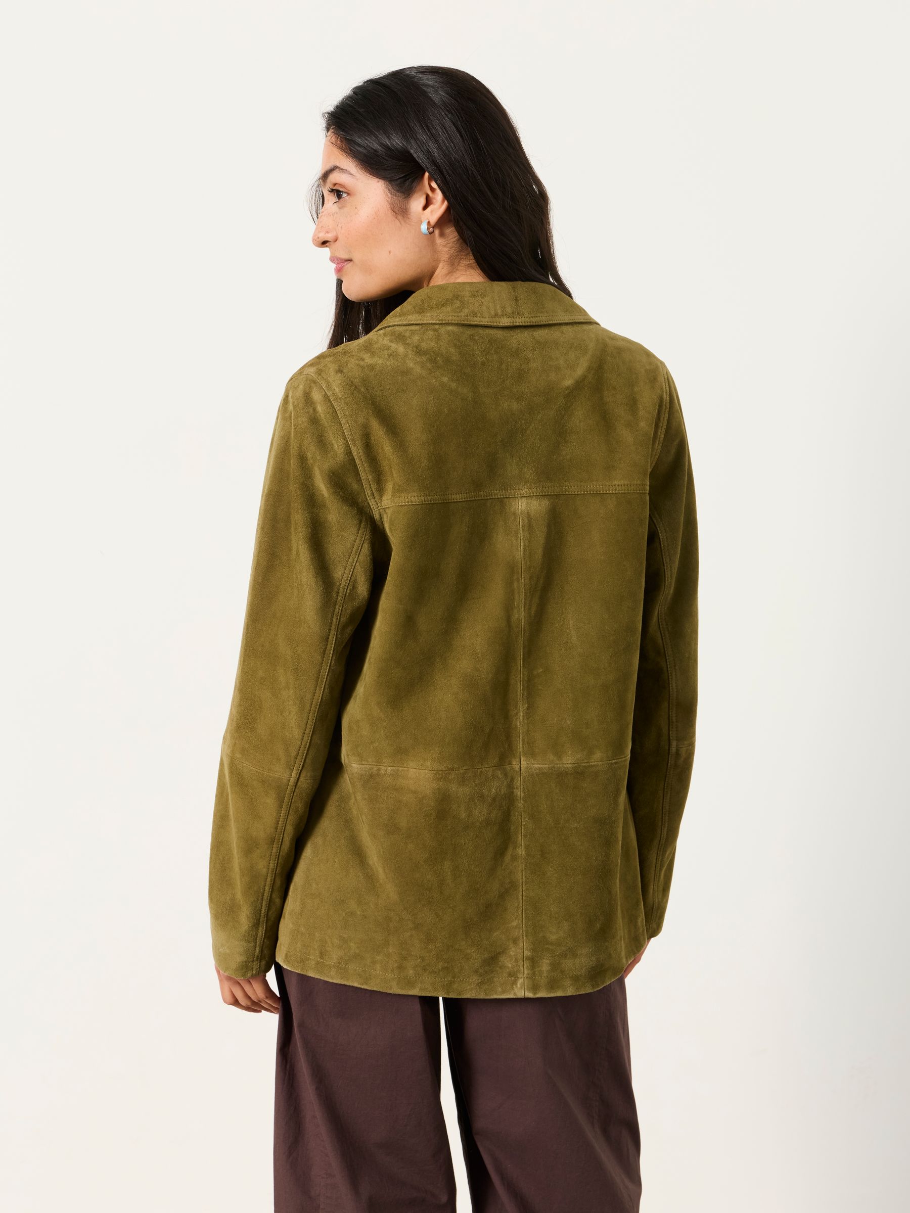 Erin Olive Green Petite Suede Jacket - Image 2 of 6