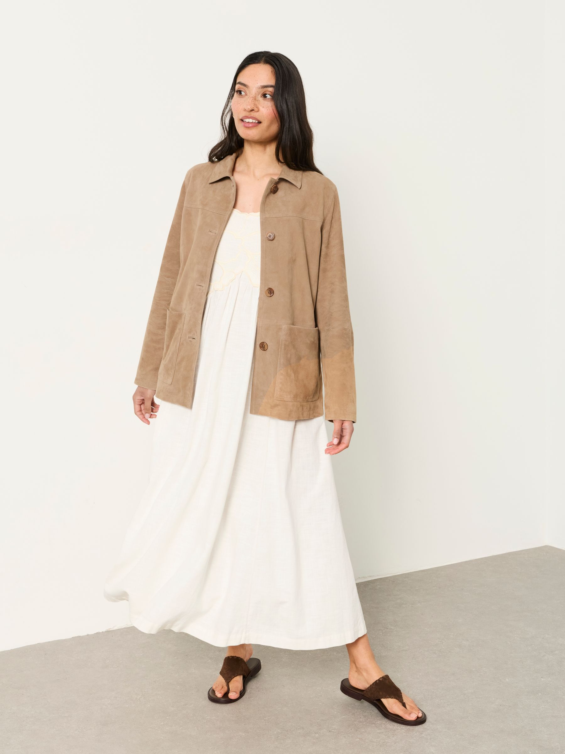 Erin Beige Suede Jacket - Image 3 of 6