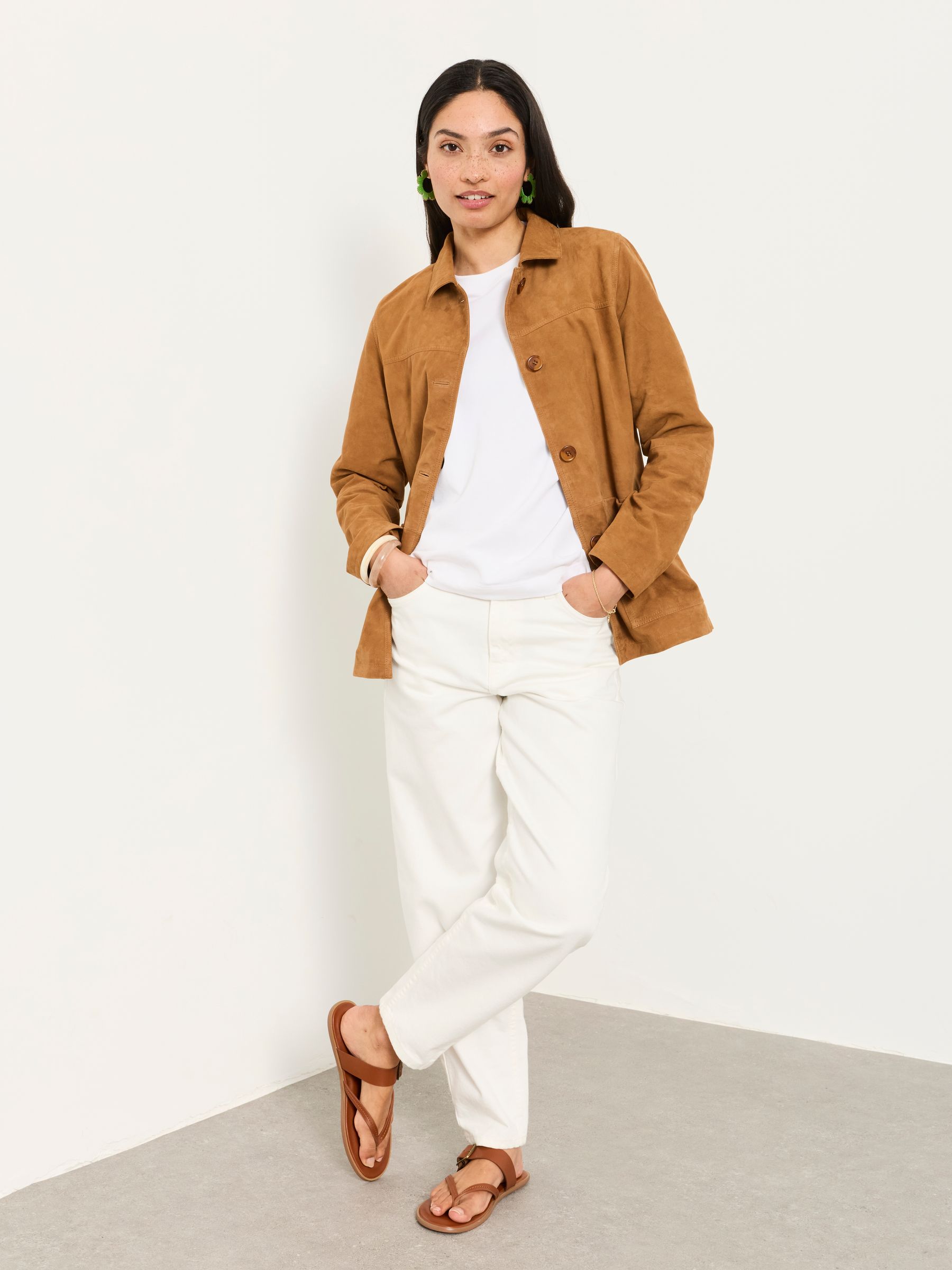 Erin Tan Brown Suede Jacket - Image 3 of 6