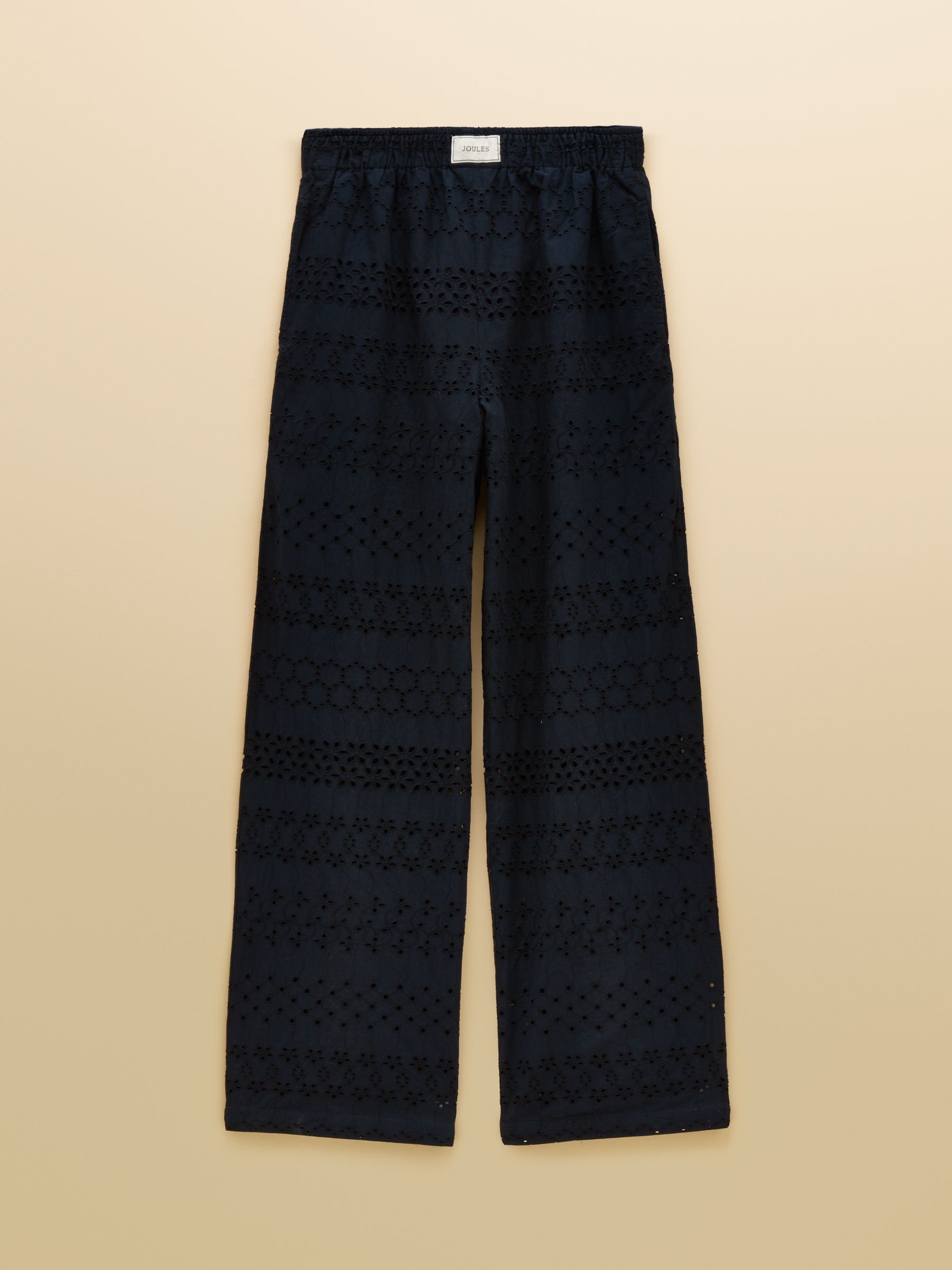 Hallie Navy Broderie Pull On Cotton Trousers - Image 6 of 6