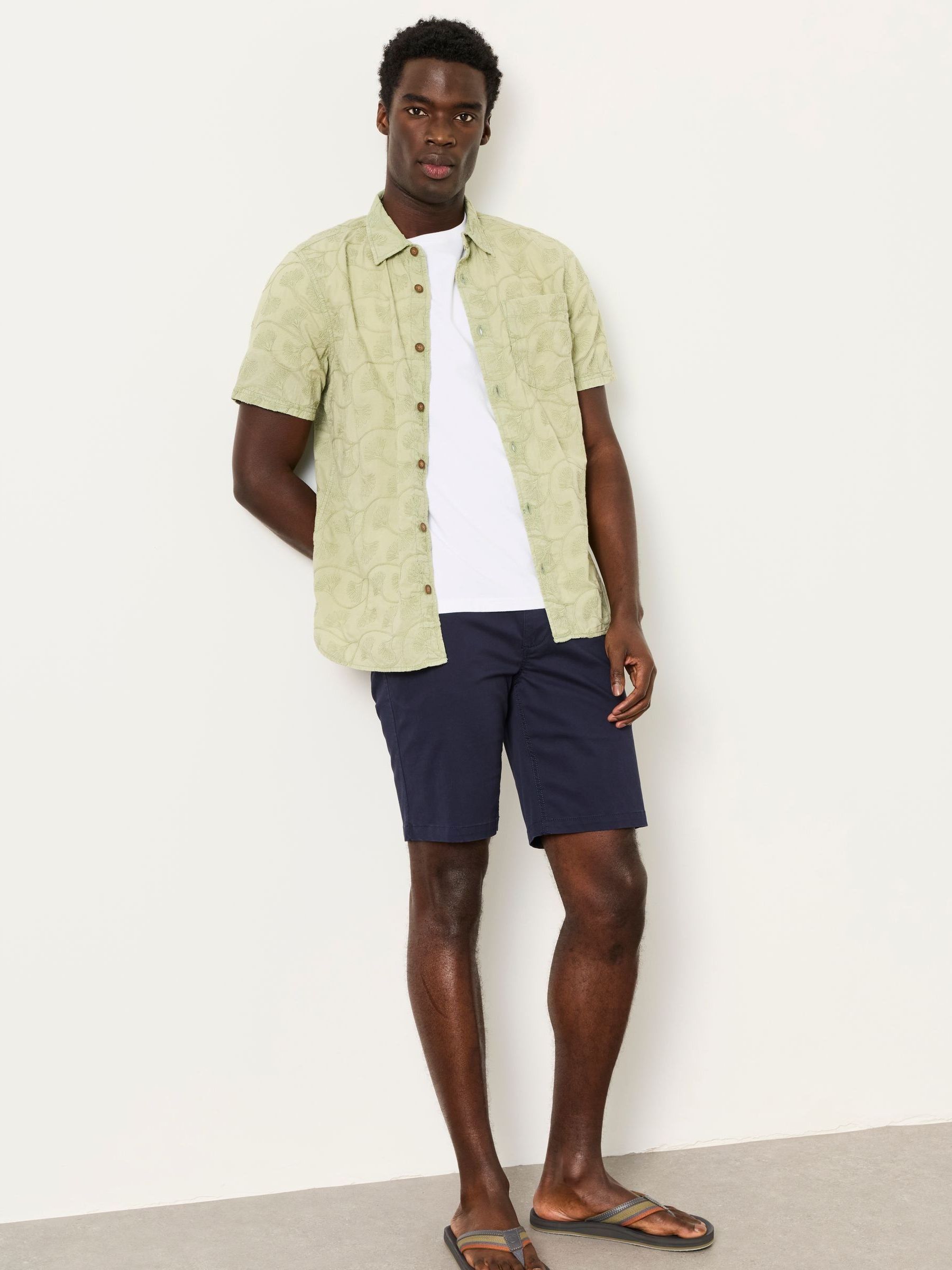 Green Short Sleeve Floral Embroidered Shirt - Image 3 of 5
