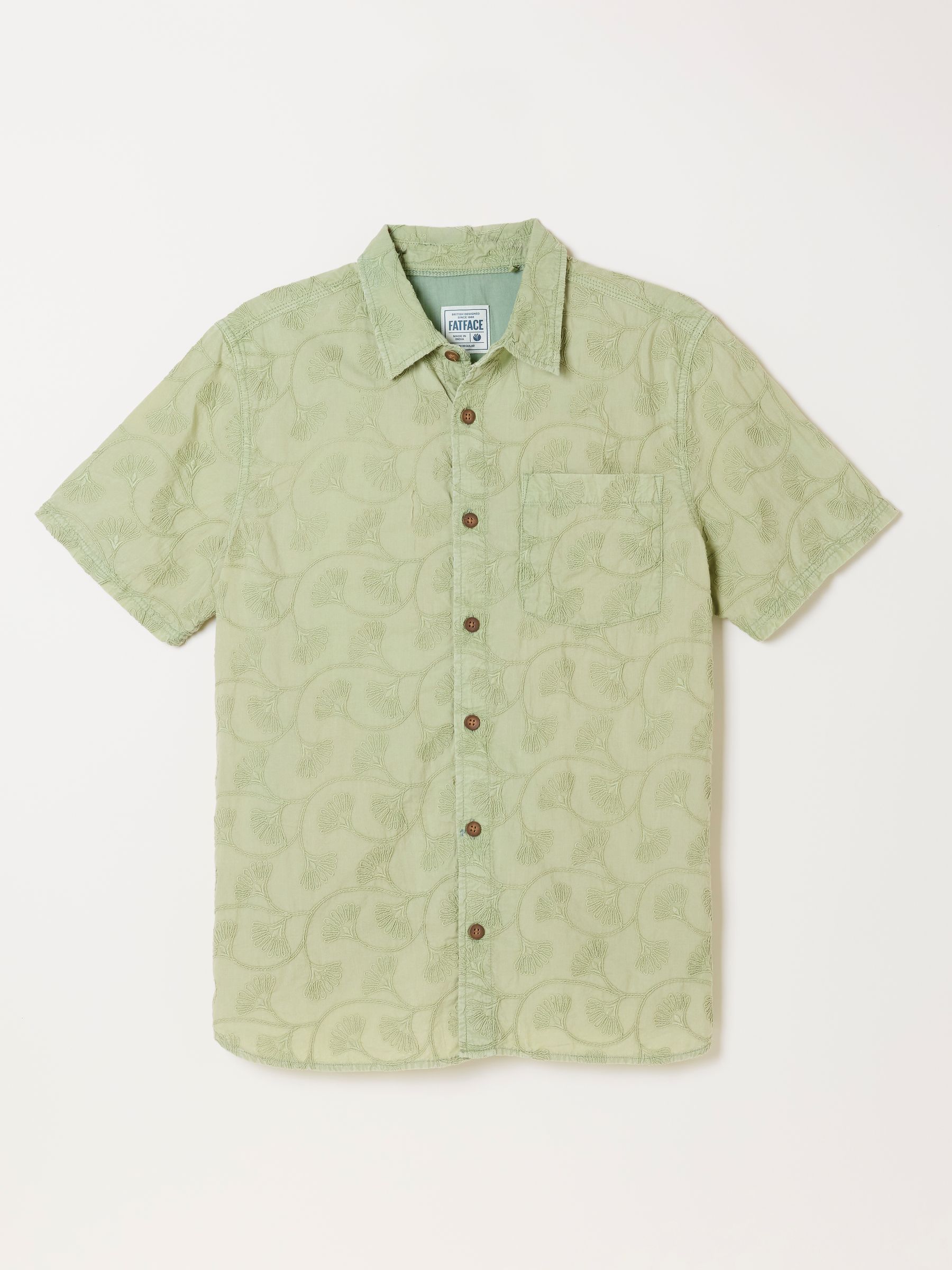 Green Short Sleeve Floral Embroidered Shirt - Image 5 of 5