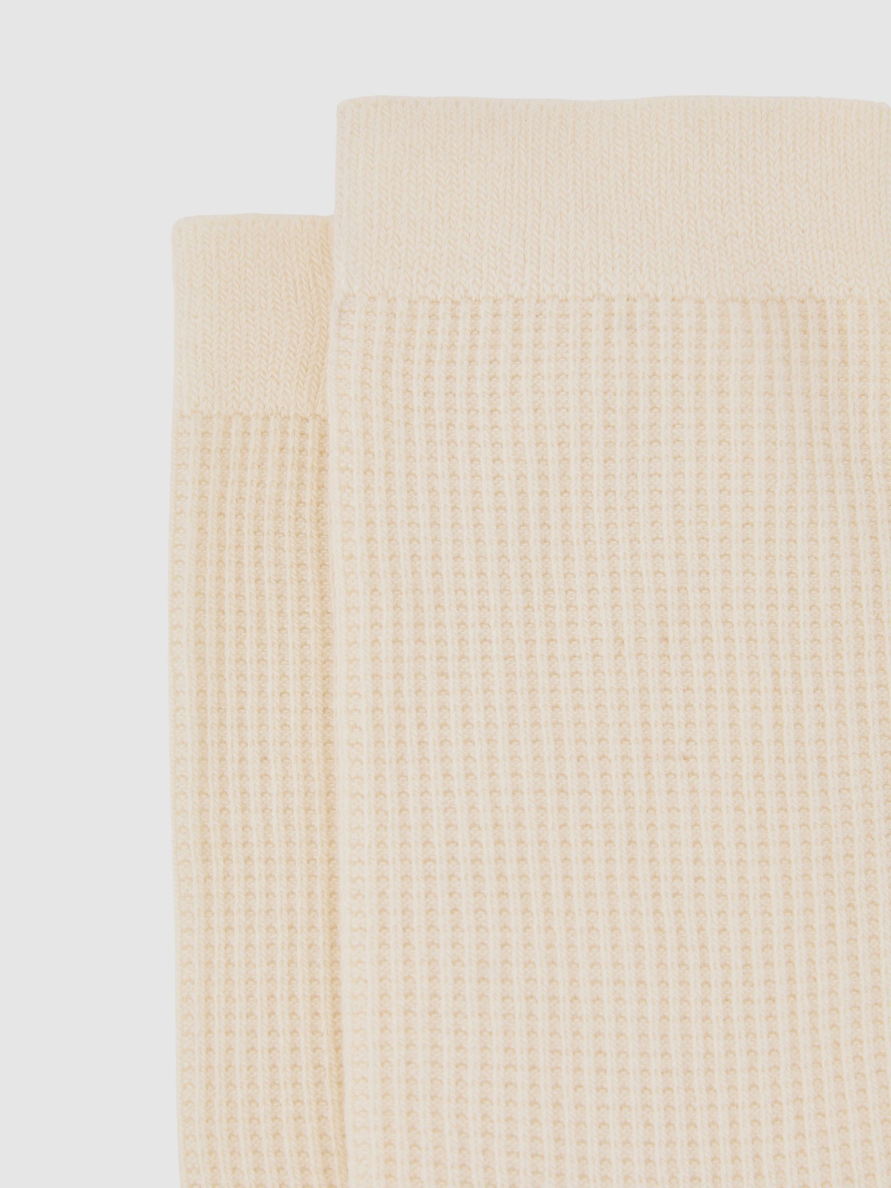Cotton-Blend Textured Socks in Cream - image 2