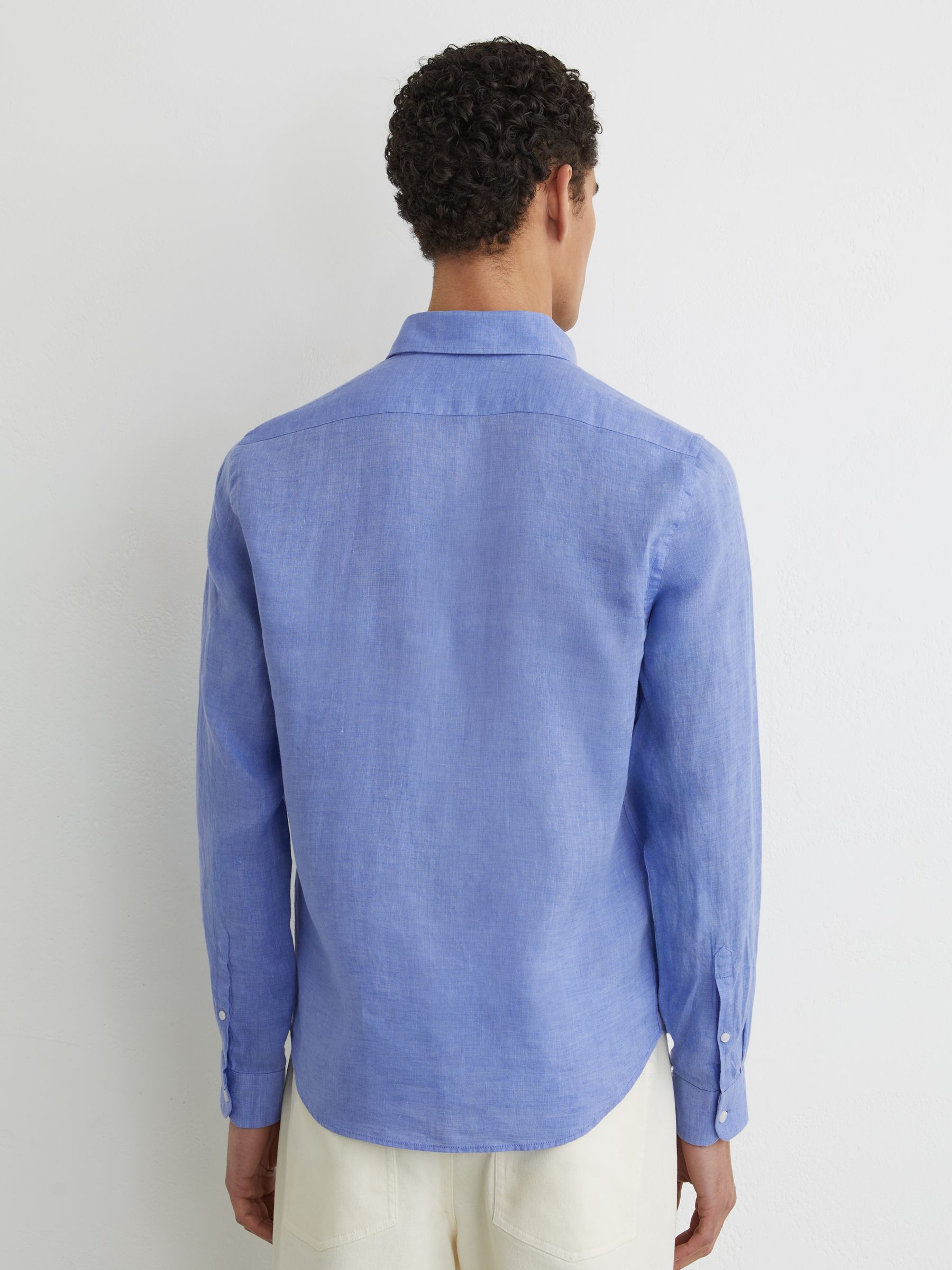 Linen Regular-Fit Button-Down Shirt in Buddy Blue - image 4