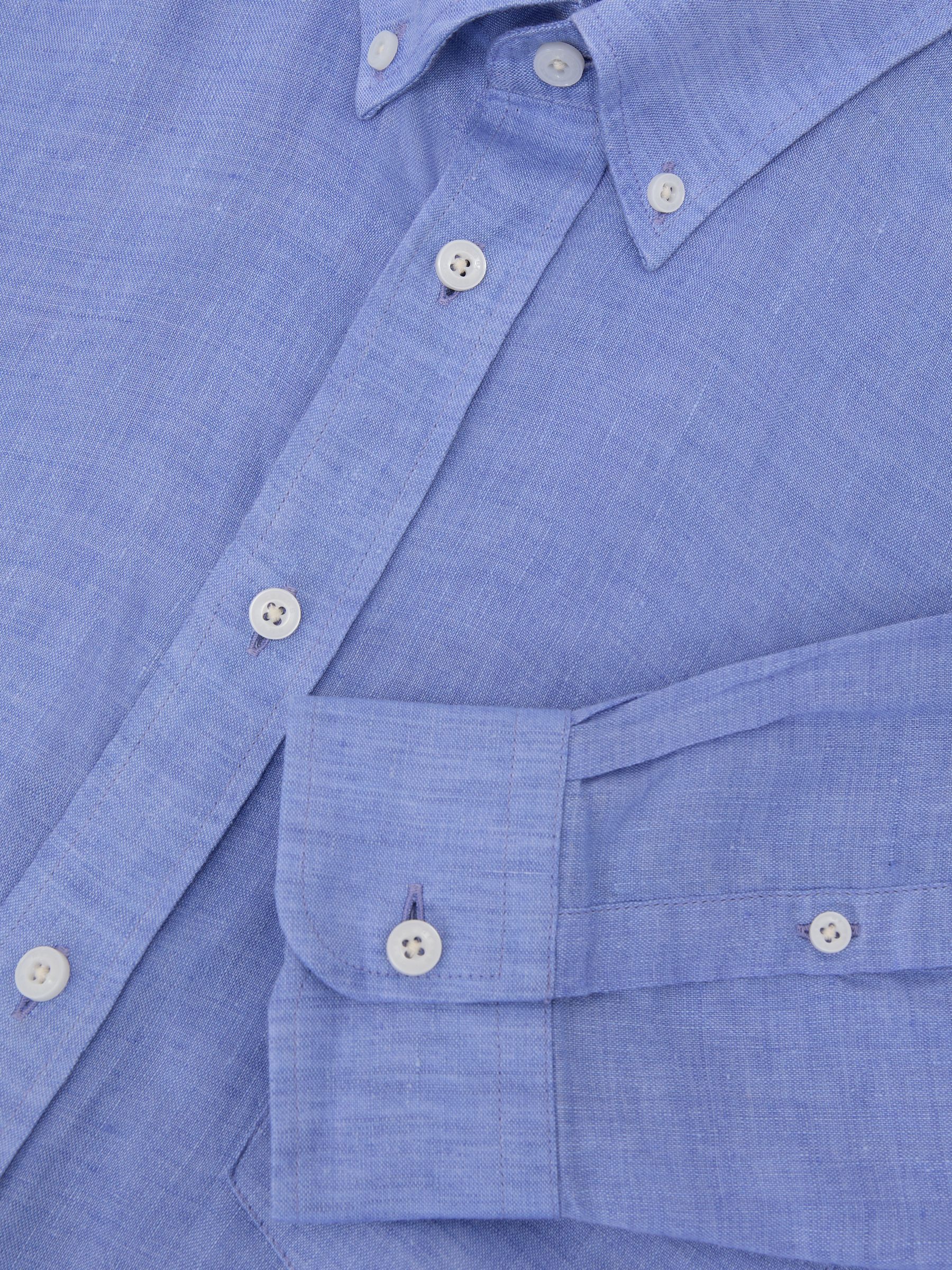 Linen Regular-Fit Button-Down Shirt in Buddy Blue - image 3