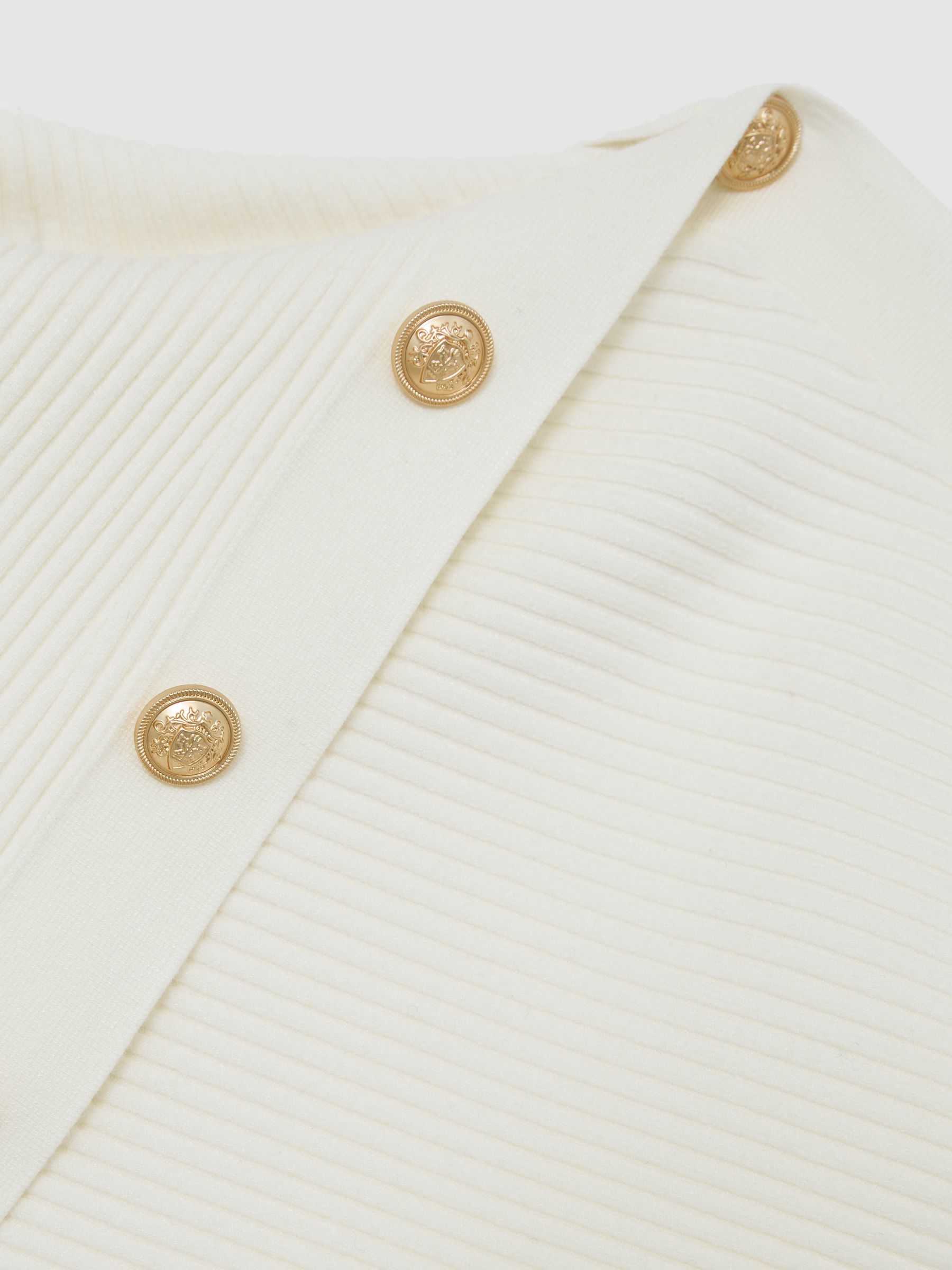 Rib-Knit Button Shawl Jumper in Ivory - Image 7 of 7