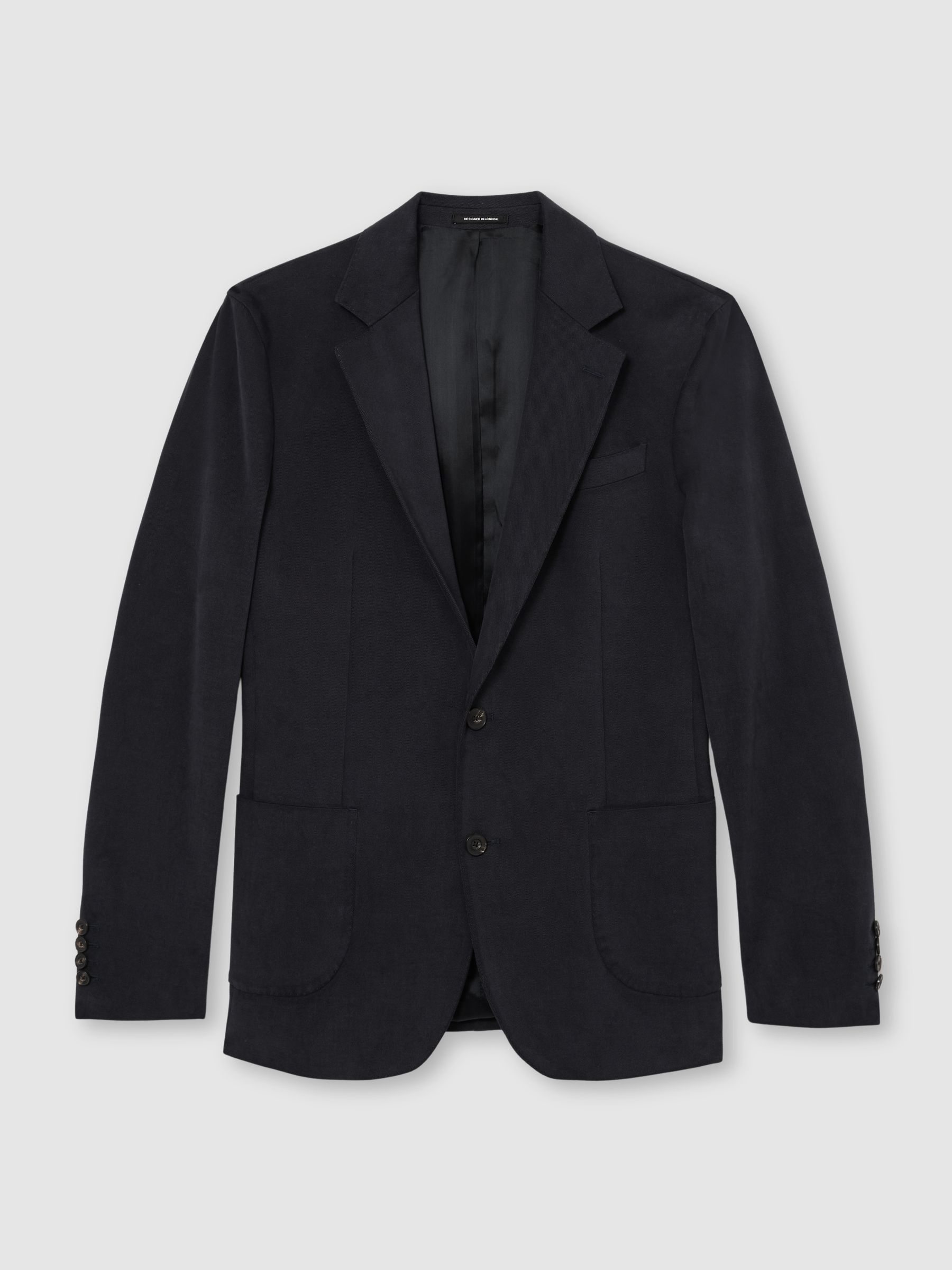 Brushed Twill Single-Breasted Blazer Tailored-Fit in Navy - image 1