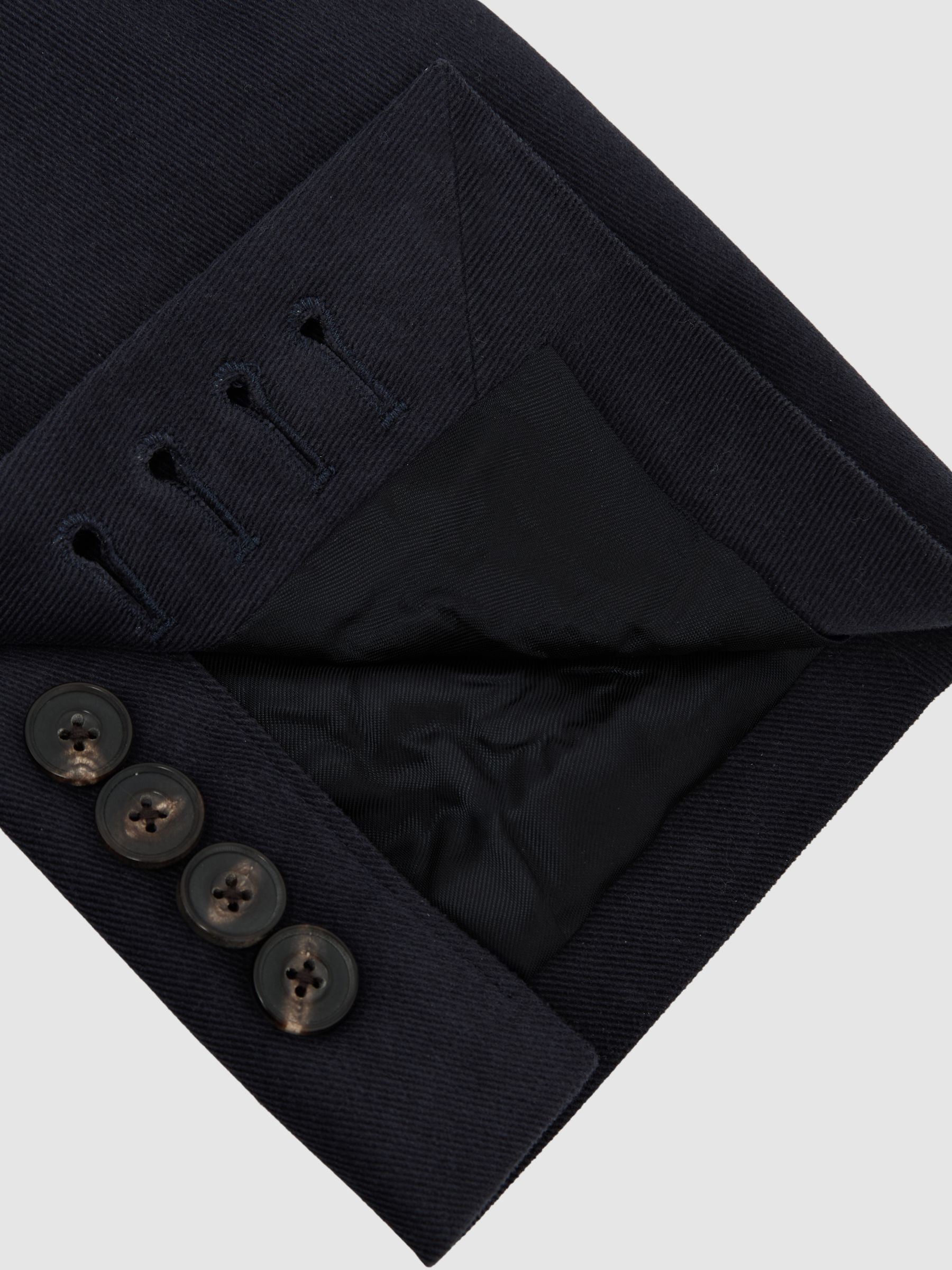 Brushed Twill Single-Breasted Blazer Tailored-Fit in Navy - image 3