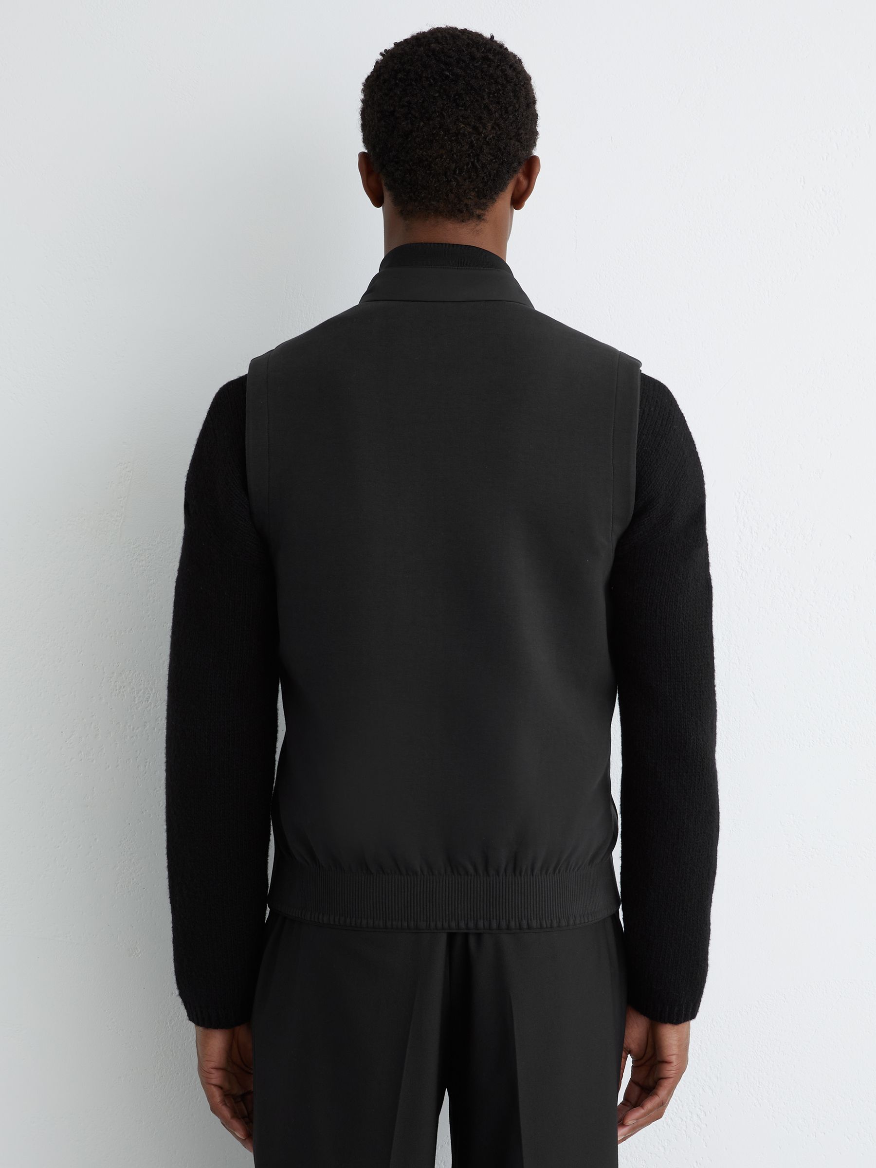 Quilt and Knit Zip-Through Gilet in Black - Image 5 of 6