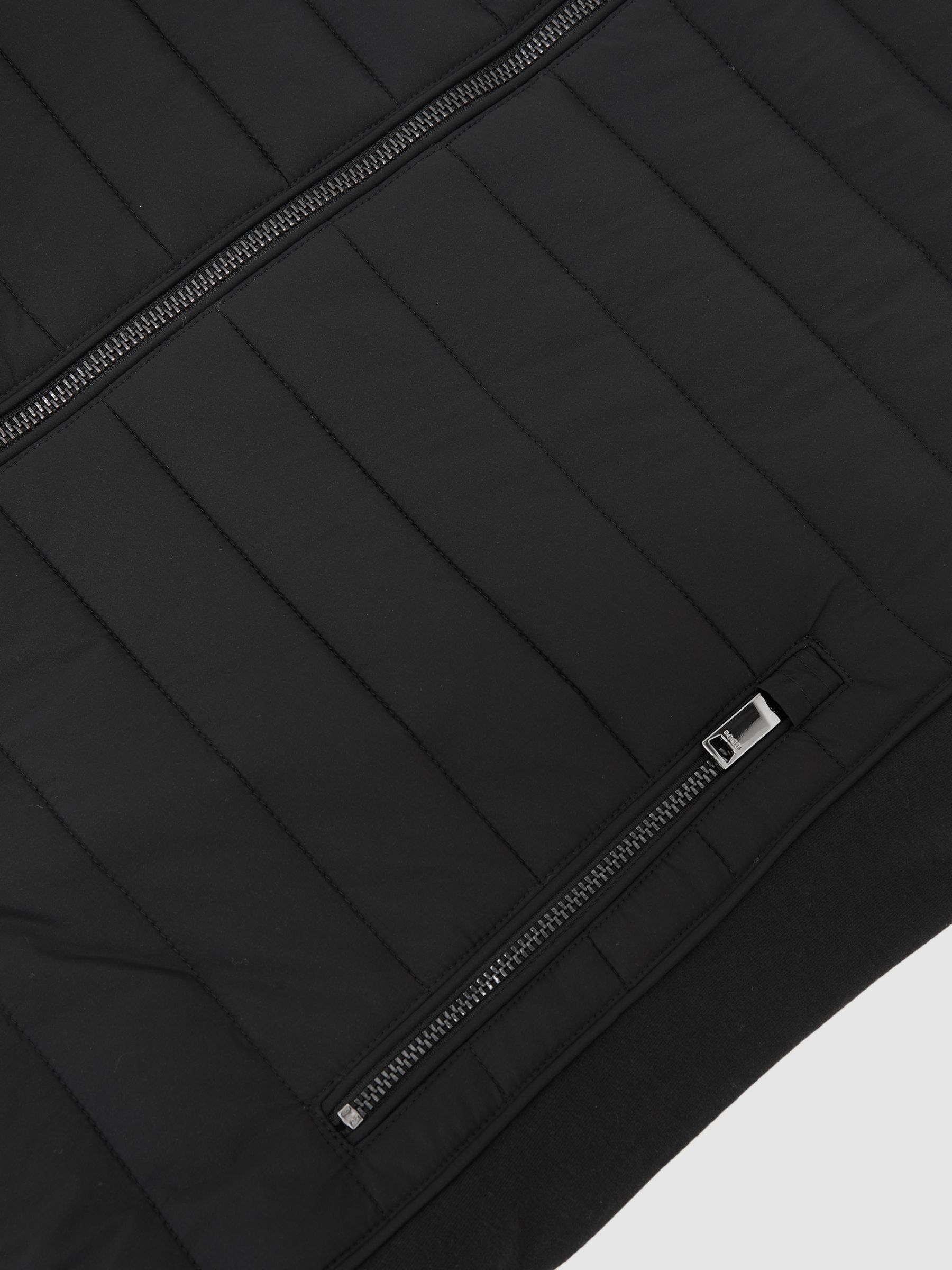 Quilt and Knit Zip-Through Gilet in Black - Image 6 of 6