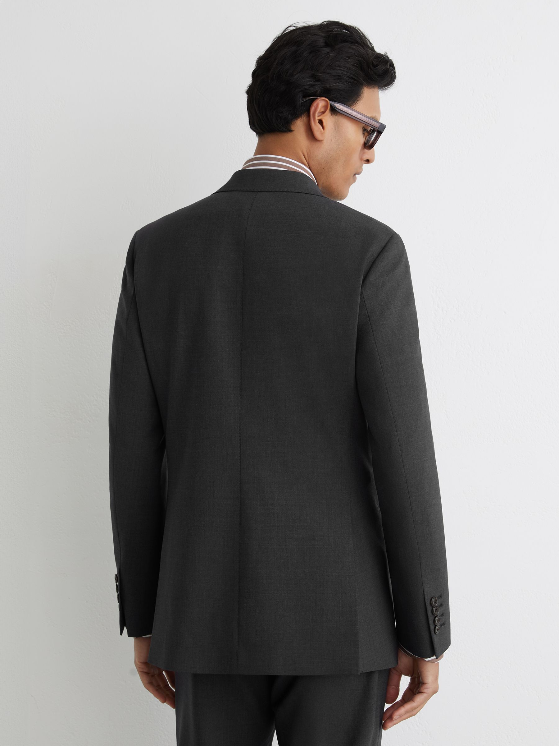 Wool-Blend Single-Breasted Suit Classic-Fit Blazer in Grey - Image 5 of 8