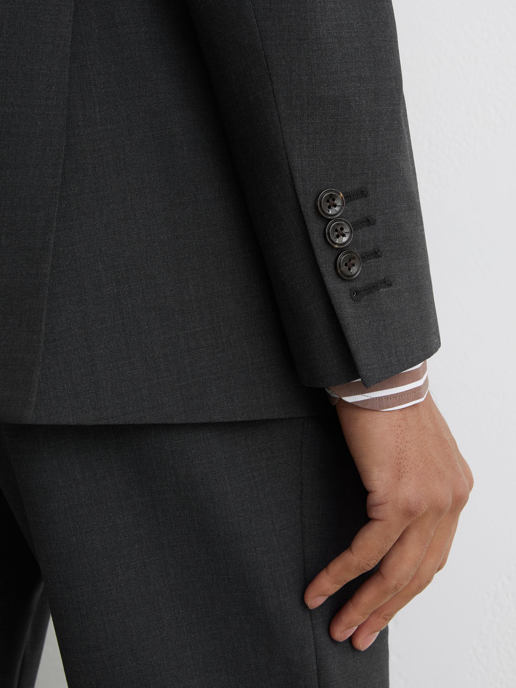 Classic Fit Wool-Blend Single-Breasted Suit Blazer in Grey - image 4