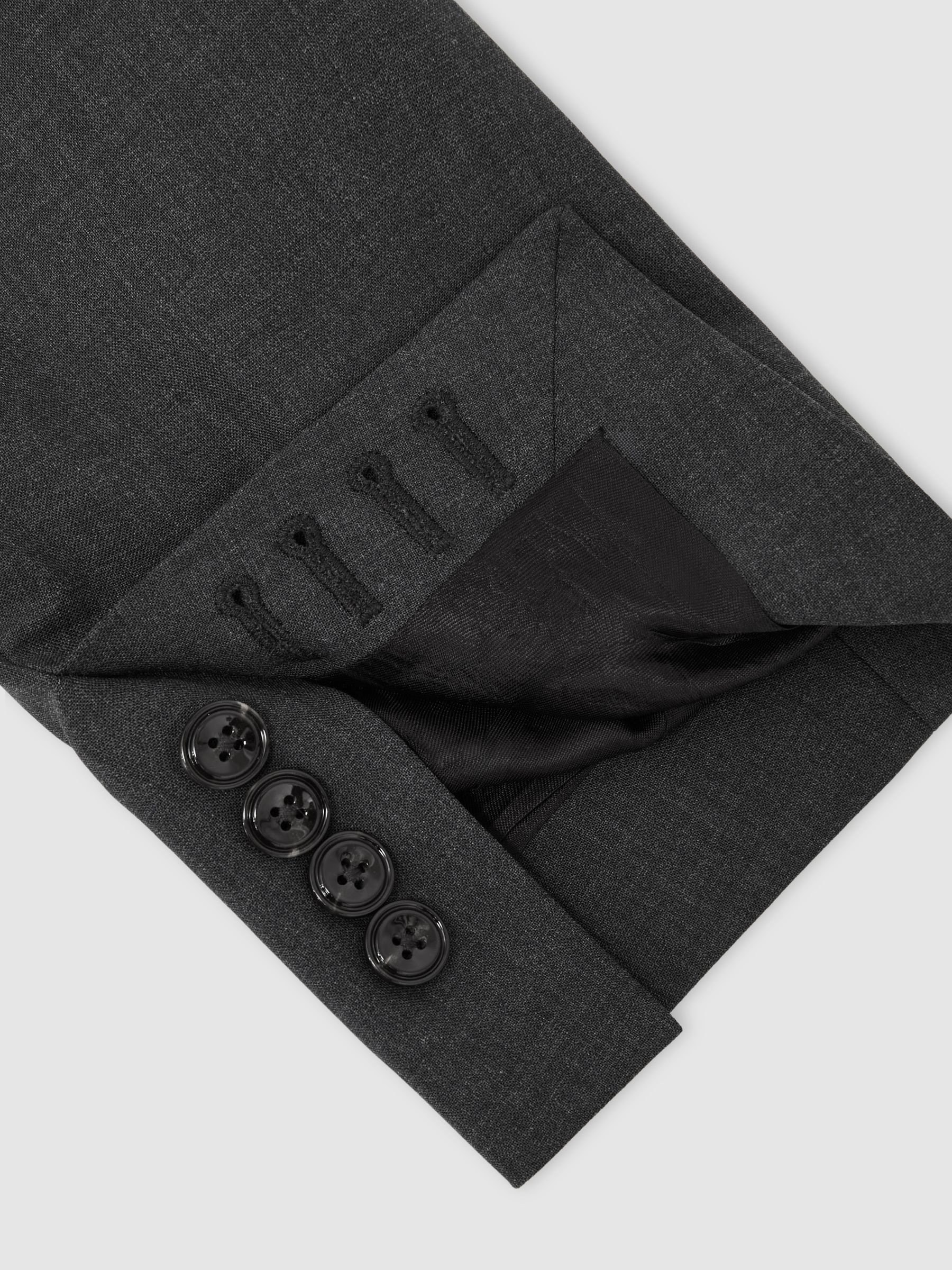 Wool-Blend Single-Breasted Suit Classic-Fit Blazer in Grey - Image 7 of 8