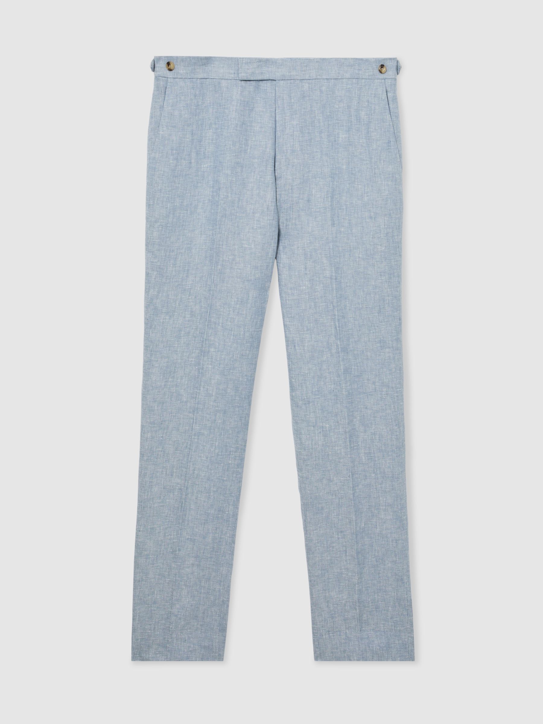 Tailored Fit Linen-Twill Suit Trousers in Soft Blue - image 1